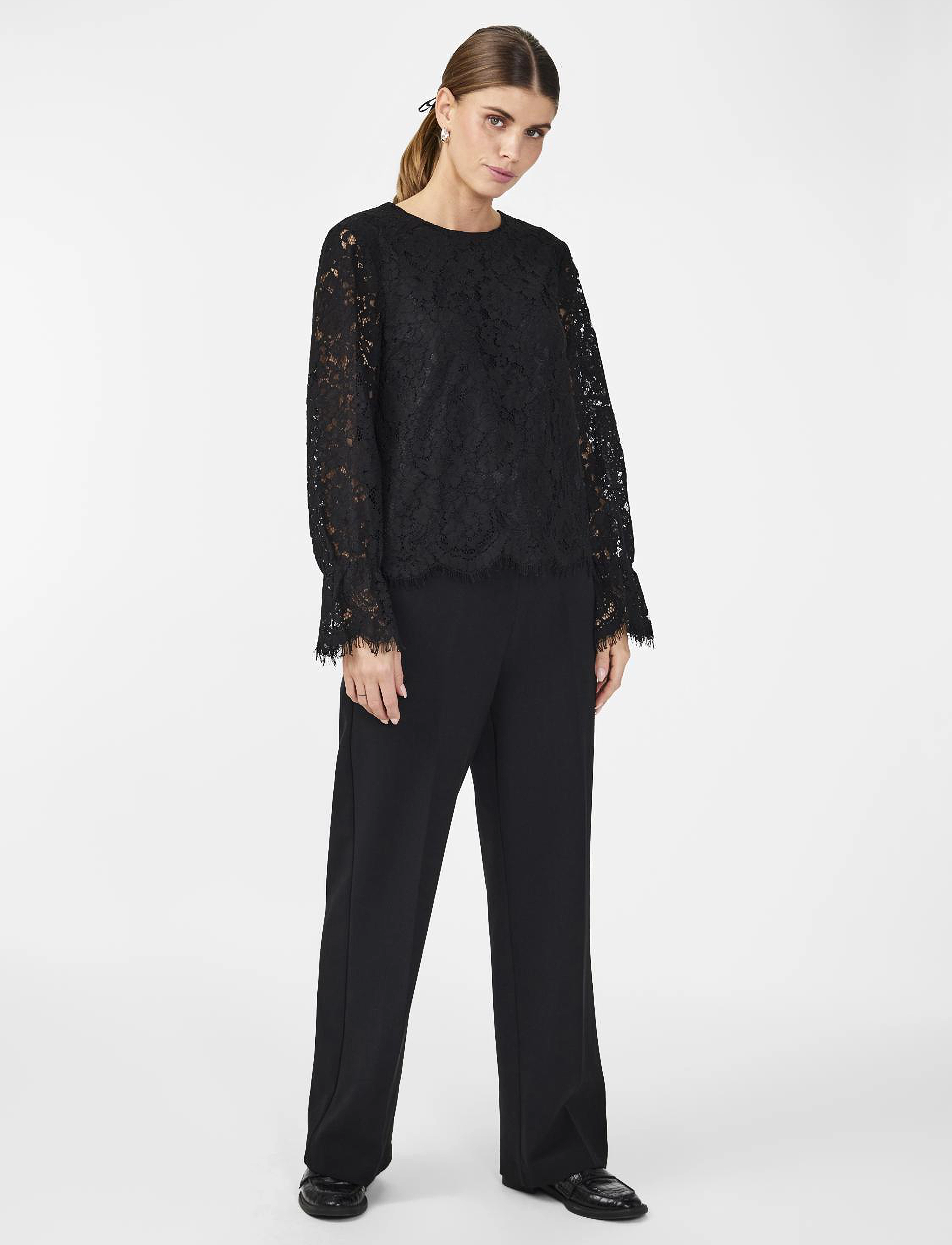 YAS - YASPERLA LS LACE TOP S. NOOS - langærmede bluser - black - 5
