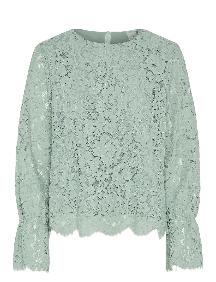 YAS - YASPERLA LS LACE TOP S. NOOS - langærmede bluser - iceberg green - 0