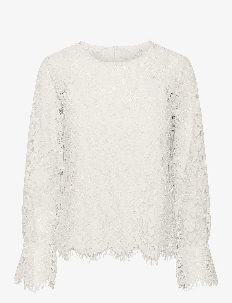 YAS - YASPERLA LS LACE TOP S. NOOS - langærmede bluser - whitecap gray - 1