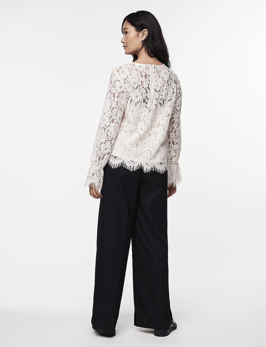 YAS - YASPERLA LS LACE TOP S. NOOS - långärmade blusar - whitecap gray - 3