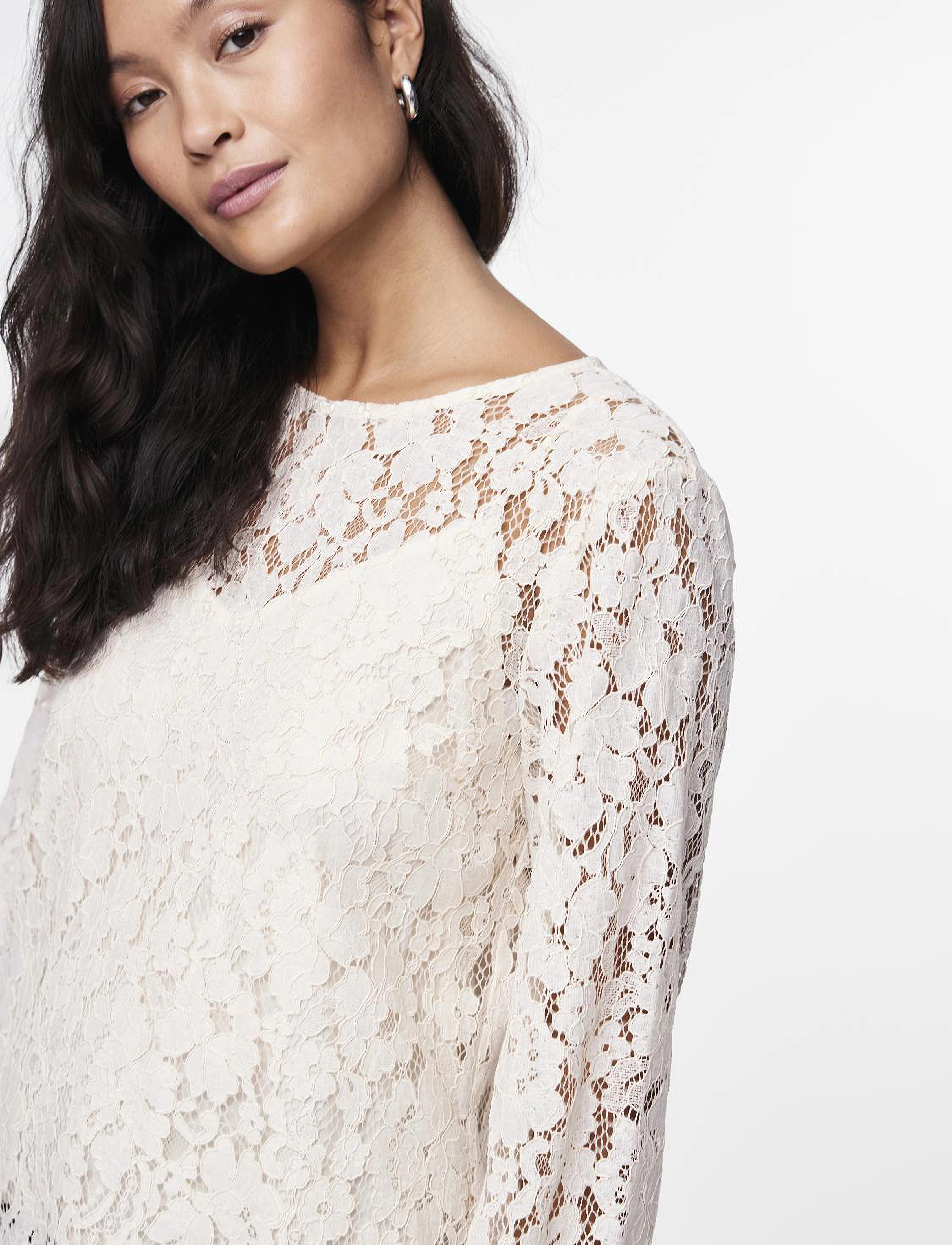 YAS - YASPERLA LS LACE TOP S. NOOS - långärmade blusar - whitecap gray - 5