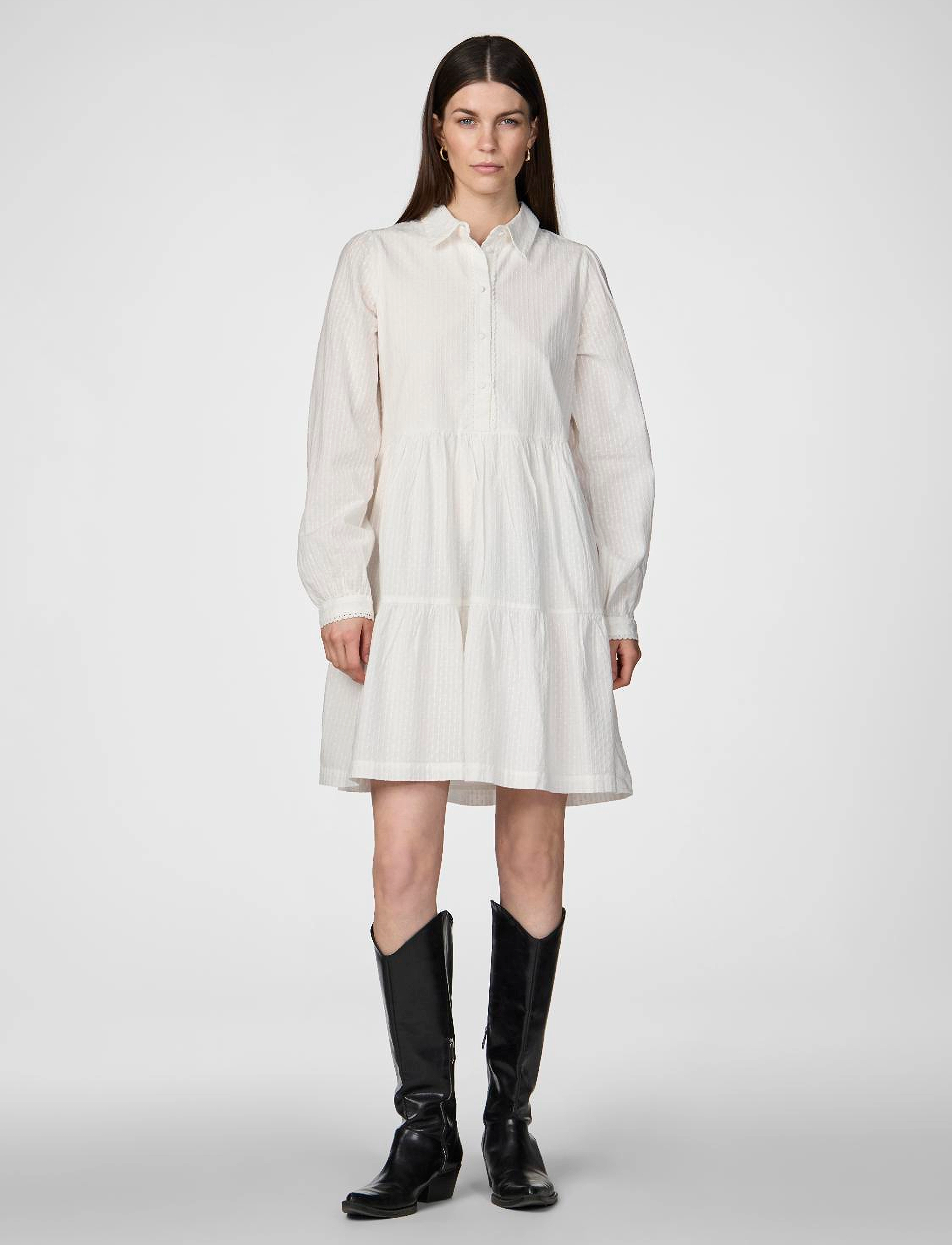 YAS tia Ls Dress S. Noos, Kvinder, Smockkjole, Hvid, Str: 36