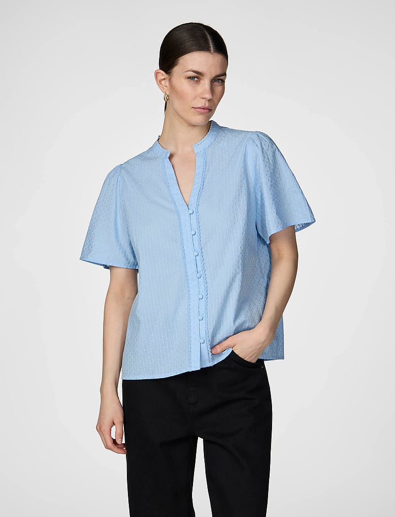 YAS - YASTIA SS TOP S. NOOS - short-sleeved blouses - clear sky - 0