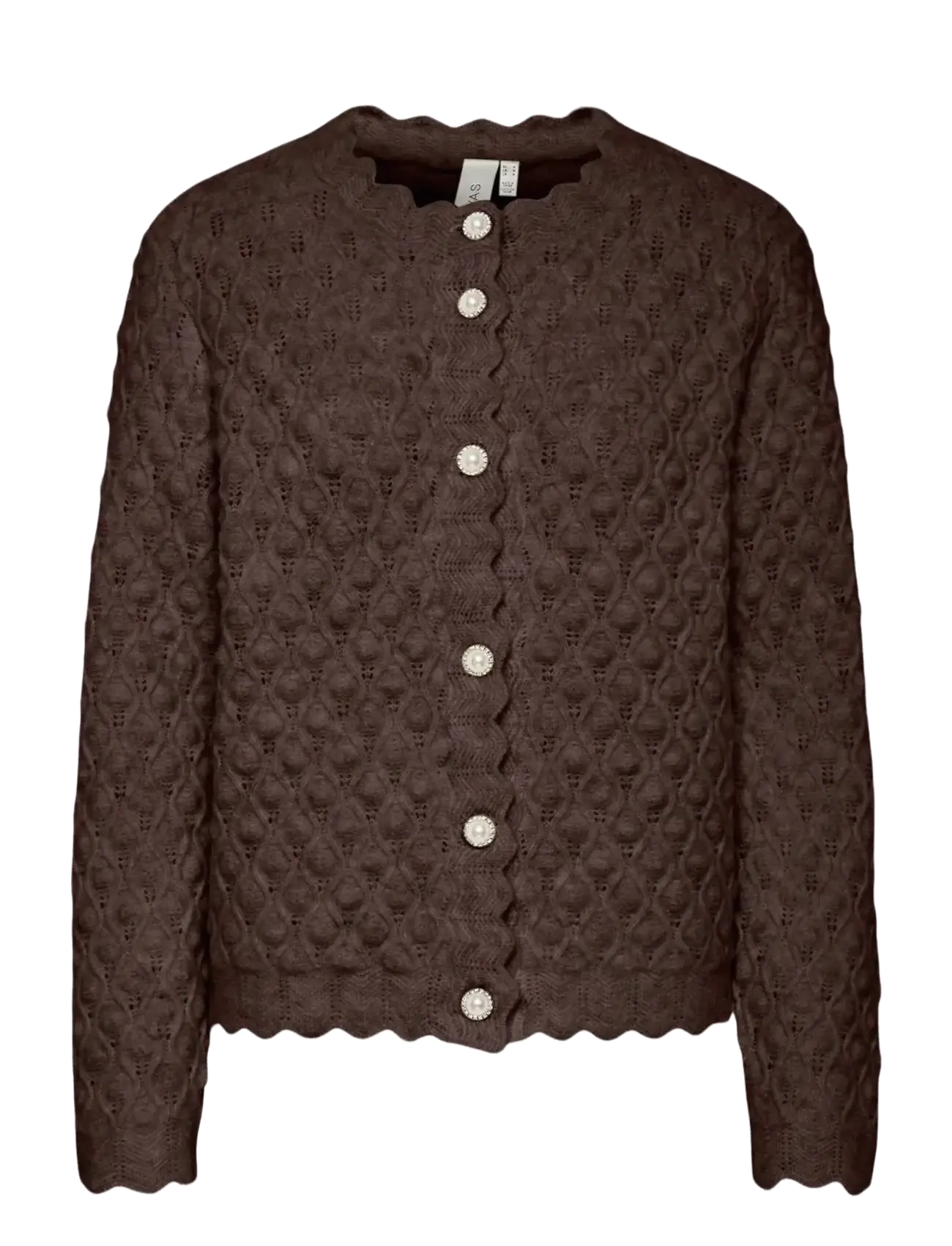 YAS YASBUBBLE LS KNIT CARDIGAN S. NOOS - Tøj - HOT FUDGE / brown