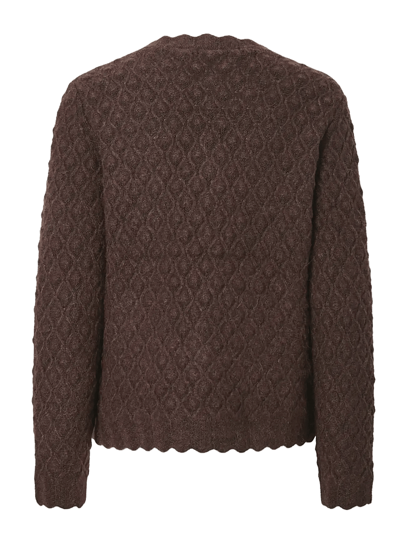 YAS - YASBUBBLE LS KNIT CARDIGAN S. - cardigans - hot fudge - 2