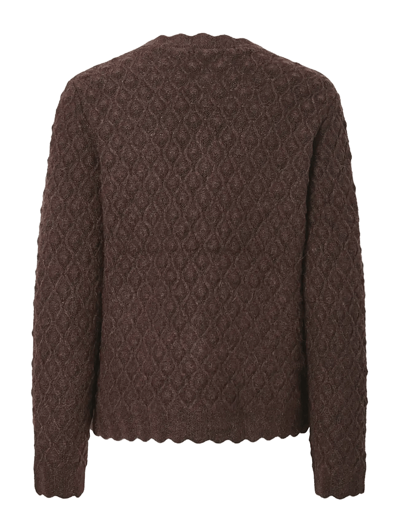 YAS - YASBUBBLE LS KNIT CARDIGAN S. - koftor - hot fudge - 2