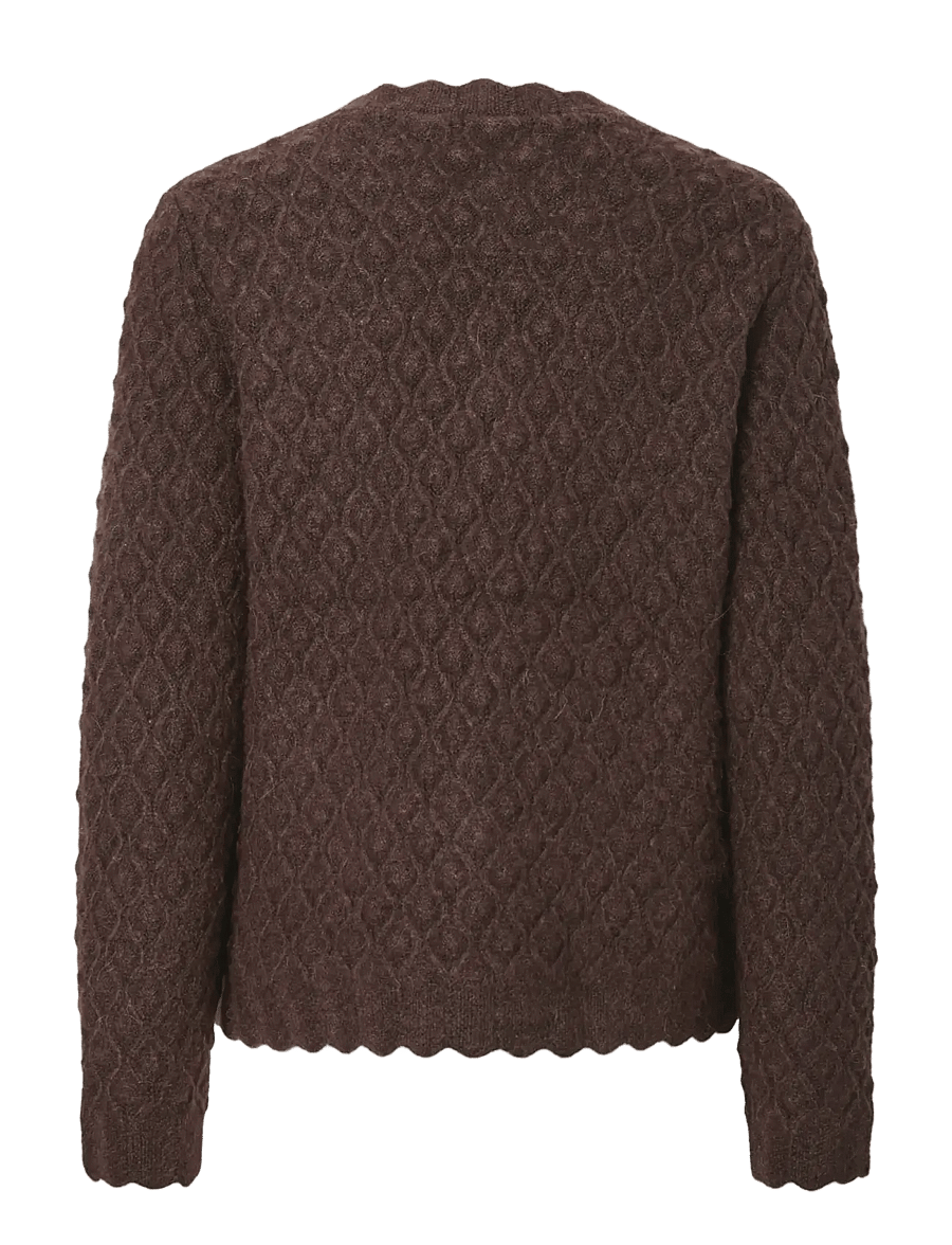 YAS - YASBUBBLE LS KNIT CARDIGAN S. NOOS - cardigans - hot fudge - 2