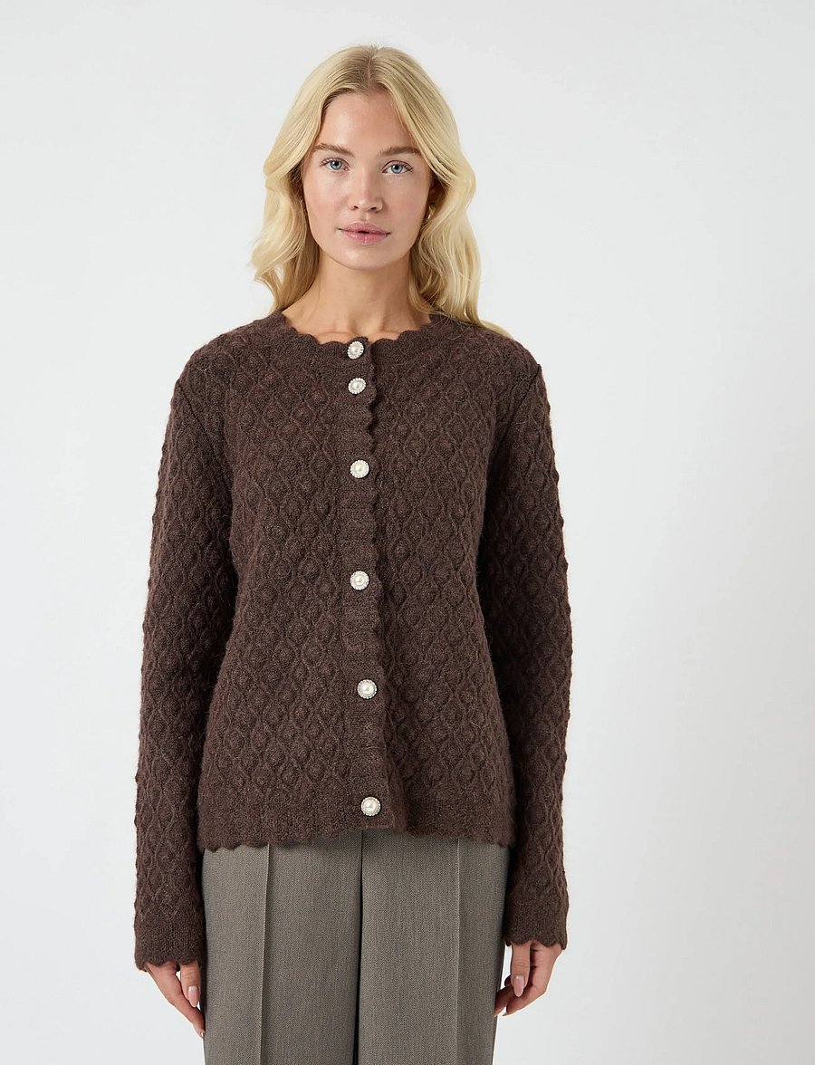 YAS - YASBUBBLE LS KNIT CARDIGAN S. NOOS - cardigans - hot fudge - 0