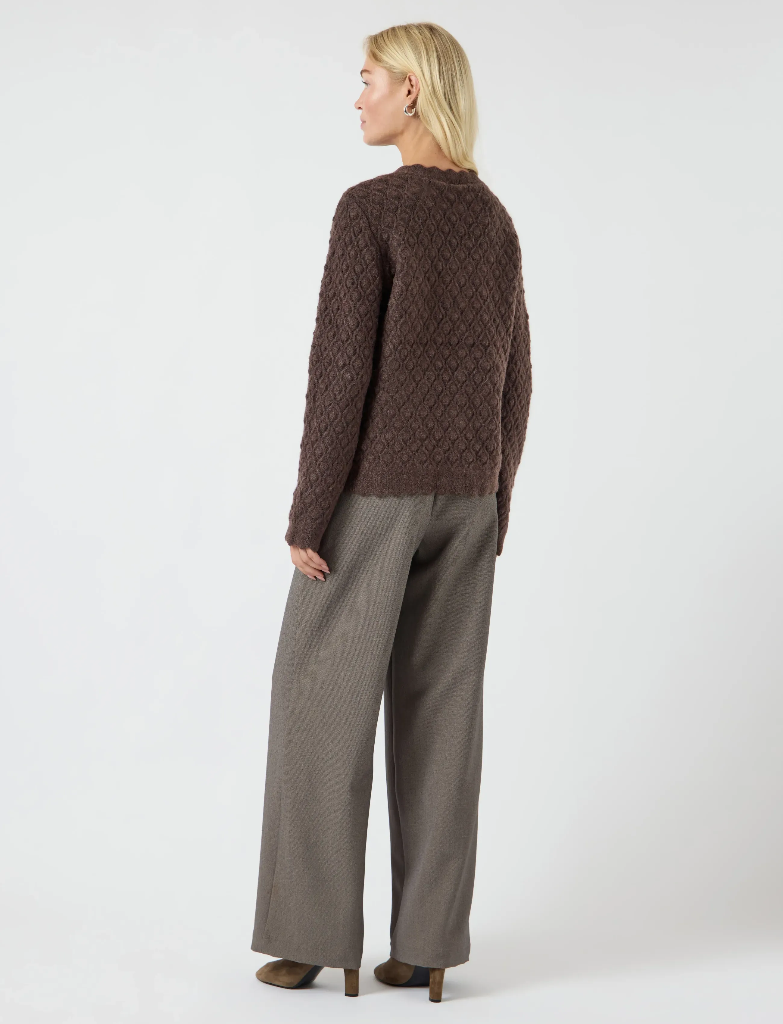 YAS - YASBUBBLE LS KNIT CARDIGAN S. NOOS - cardigans - hot fudge - 3