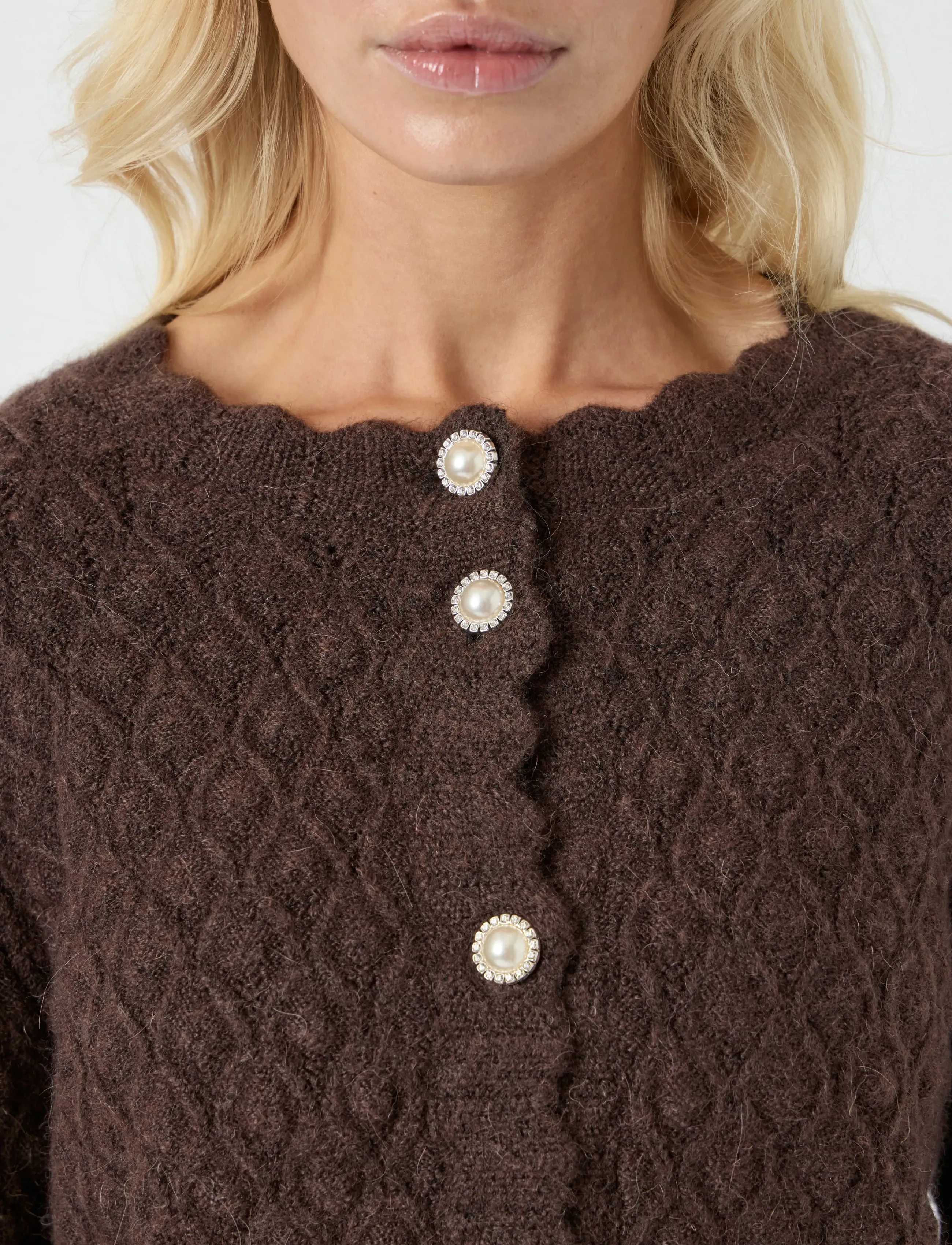 YAS - YASBUBBLE LS KNIT CARDIGAN S. NOOS - cardigans - hot fudge - 4