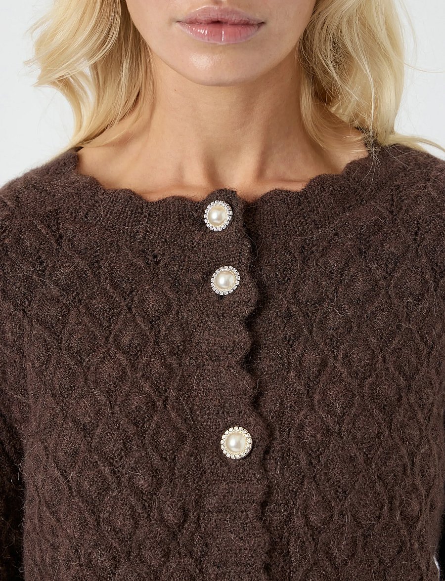 YAS - YASBUBBLE LS KNIT CARDIGAN S. NOOS - cardigans - hot fudge - 4