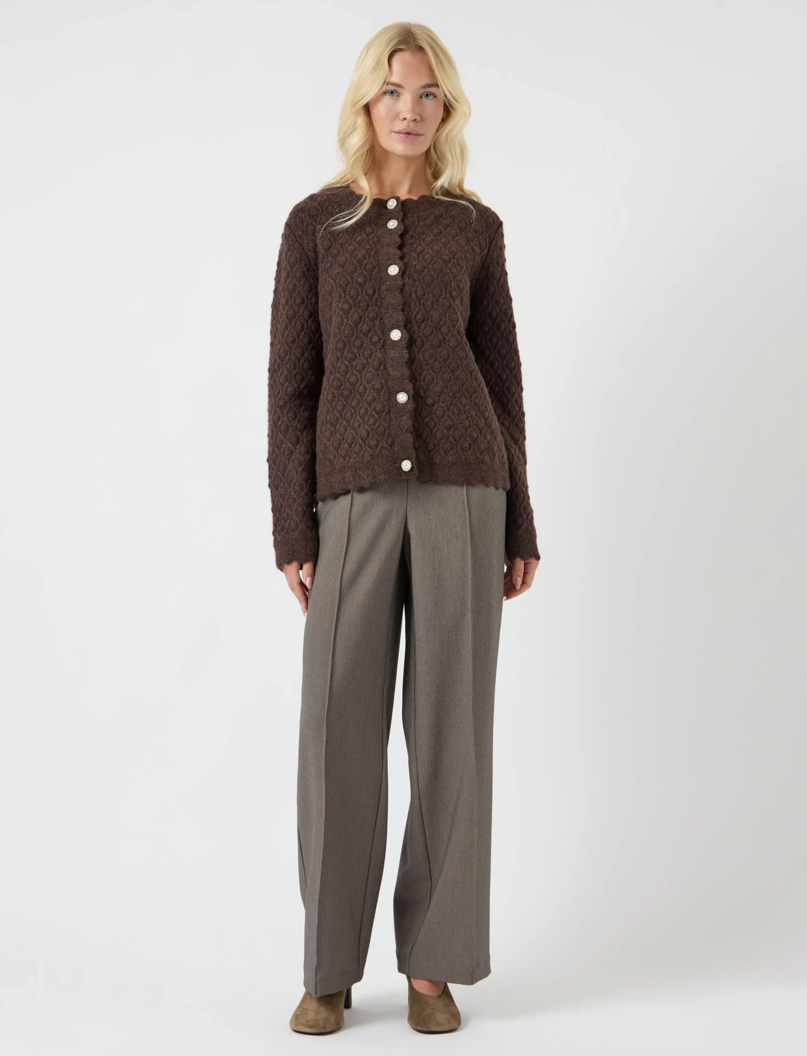 YAS - YASBUBBLE LS KNIT CARDIGAN S. NOOS - cardigans - hot fudge - 5