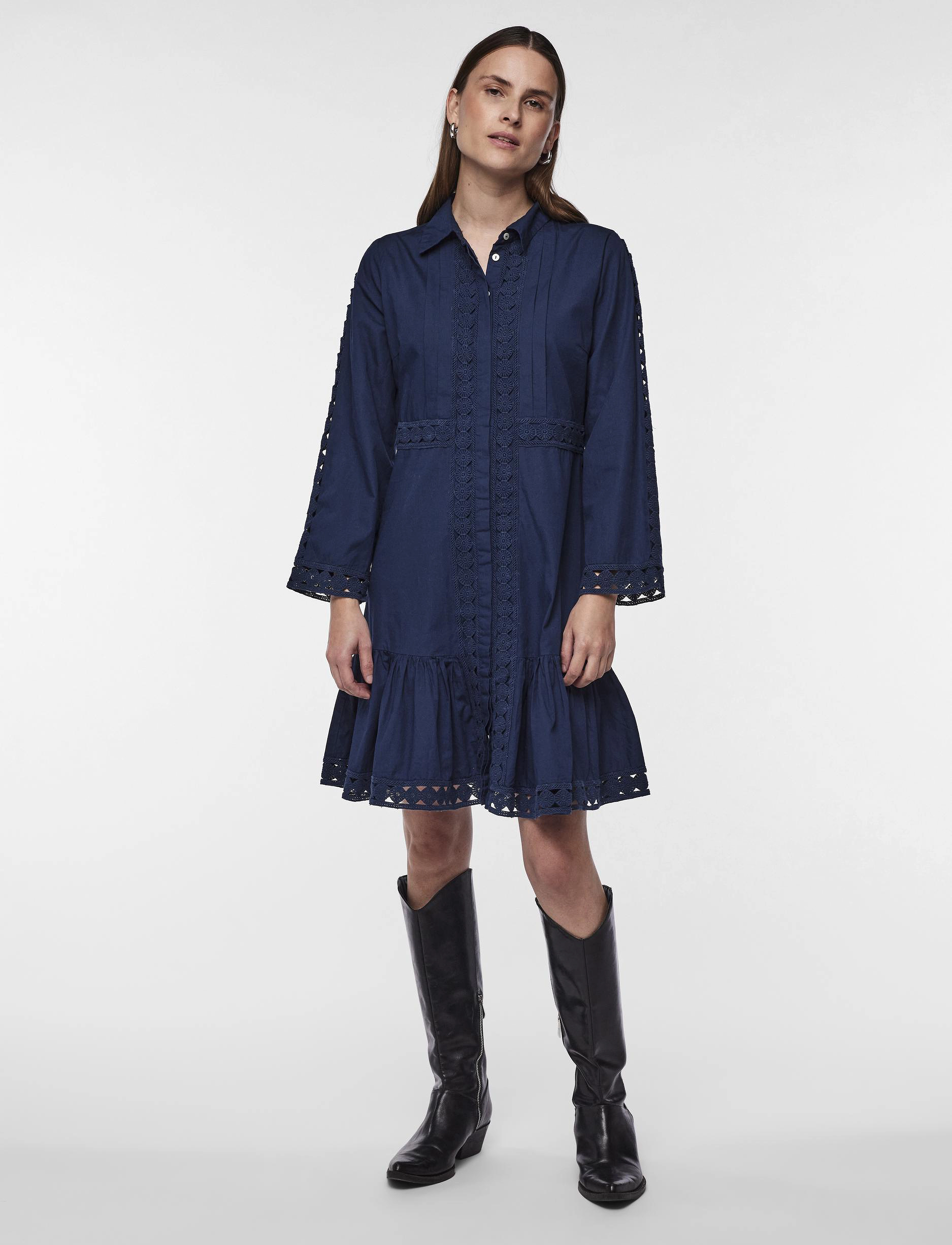 YASJANNA 7/8 DRESS - DRESS BLUES