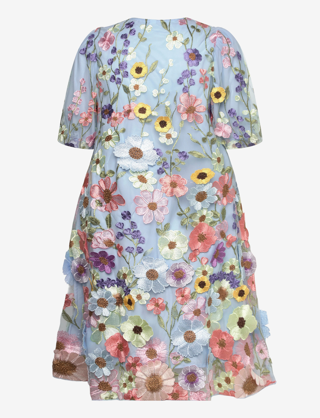 floral embroidered tea length dress Ruched Flower Lace Tea Length Wedding Dress