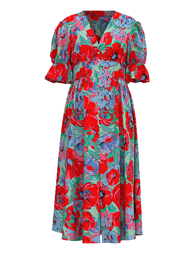 YAS YASFARRON 2/4 MIDI DRESS S. - SHOW - Mekot - CHERRY TOMATO / red