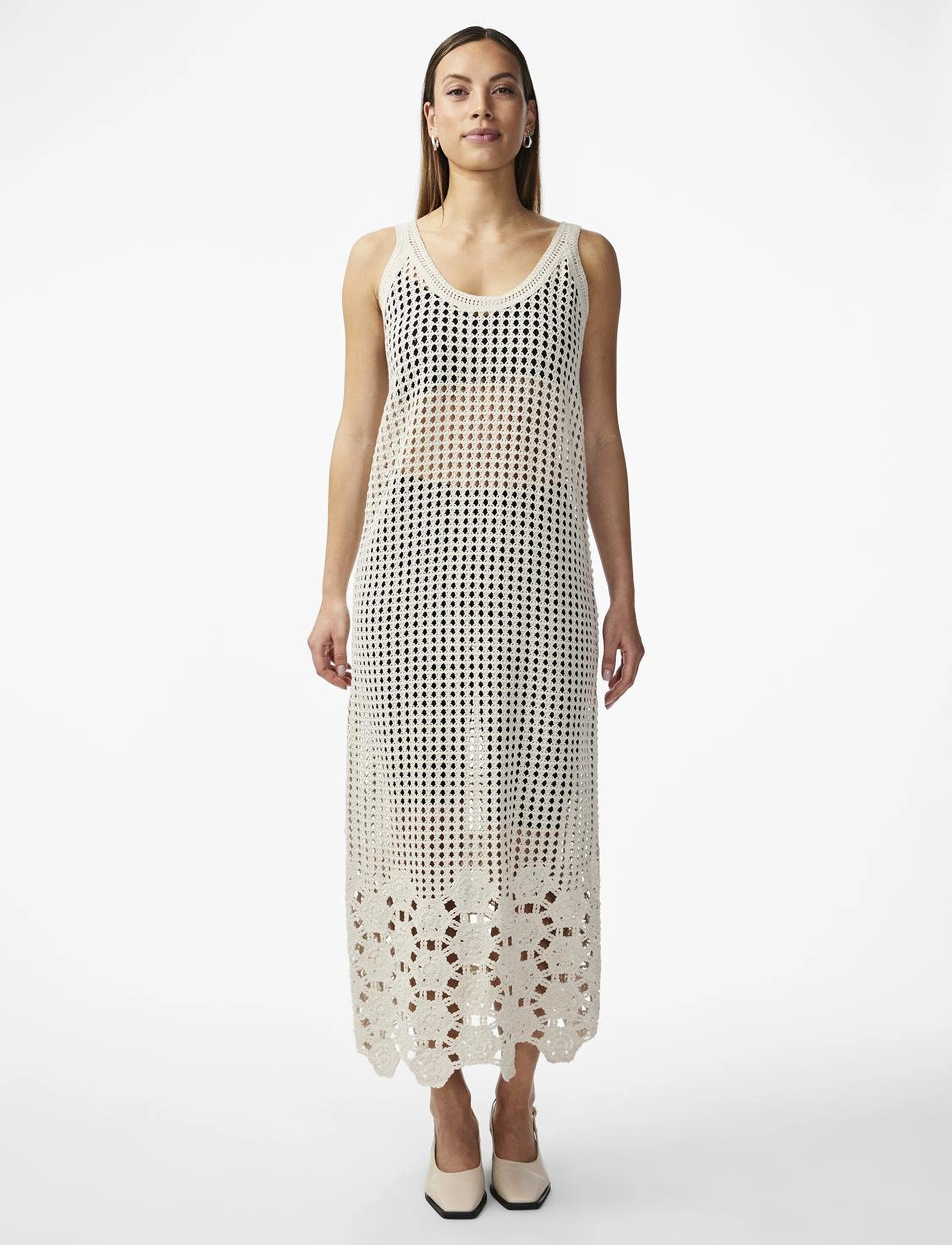 YAS YASNOLA SL LONG KNIT DRESS - Stickade klänningar - BIRCH / cream