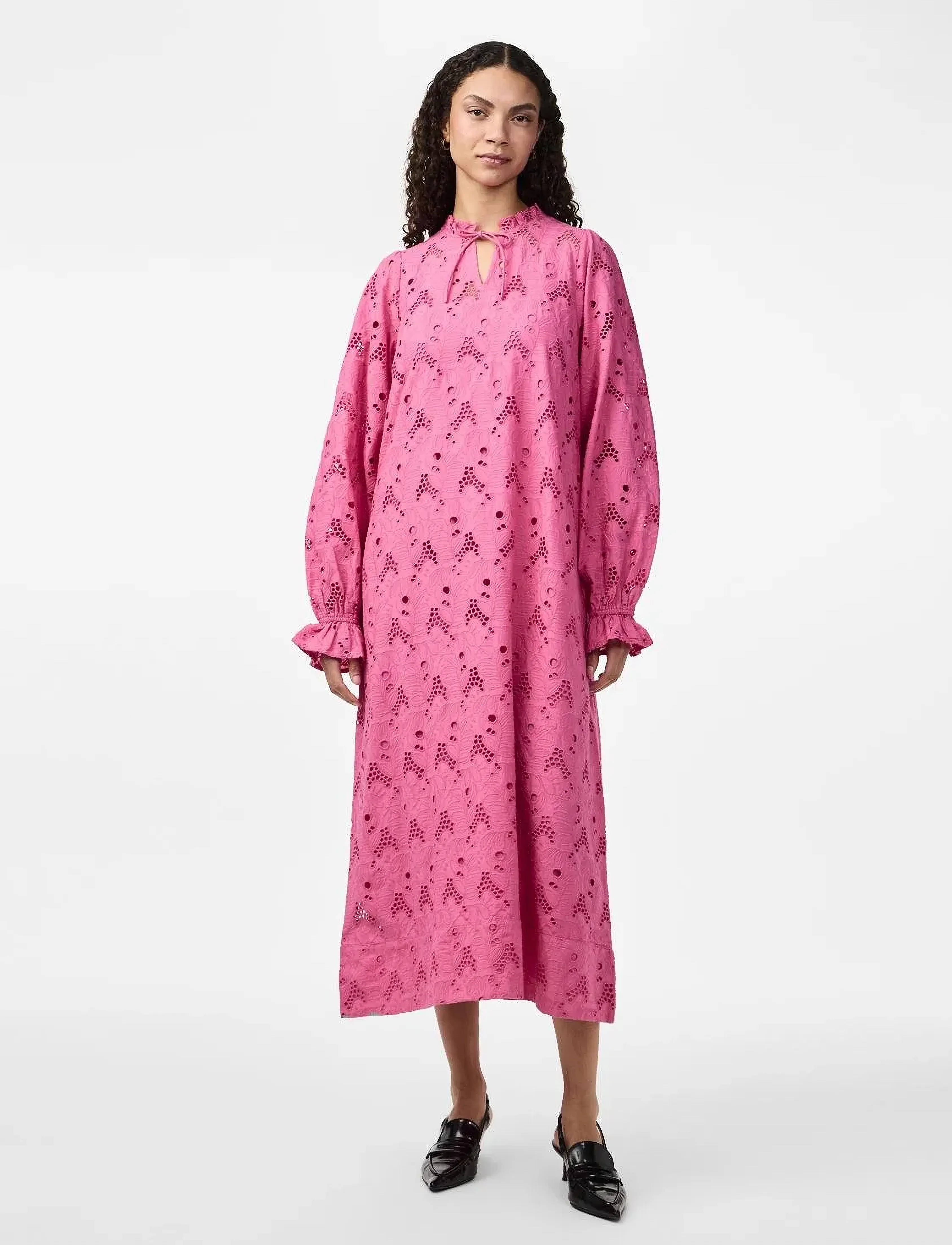 YAS sunsi Ls Long Dress S., S, Dresses, Rosa - Knee-length & Midi, Frauen