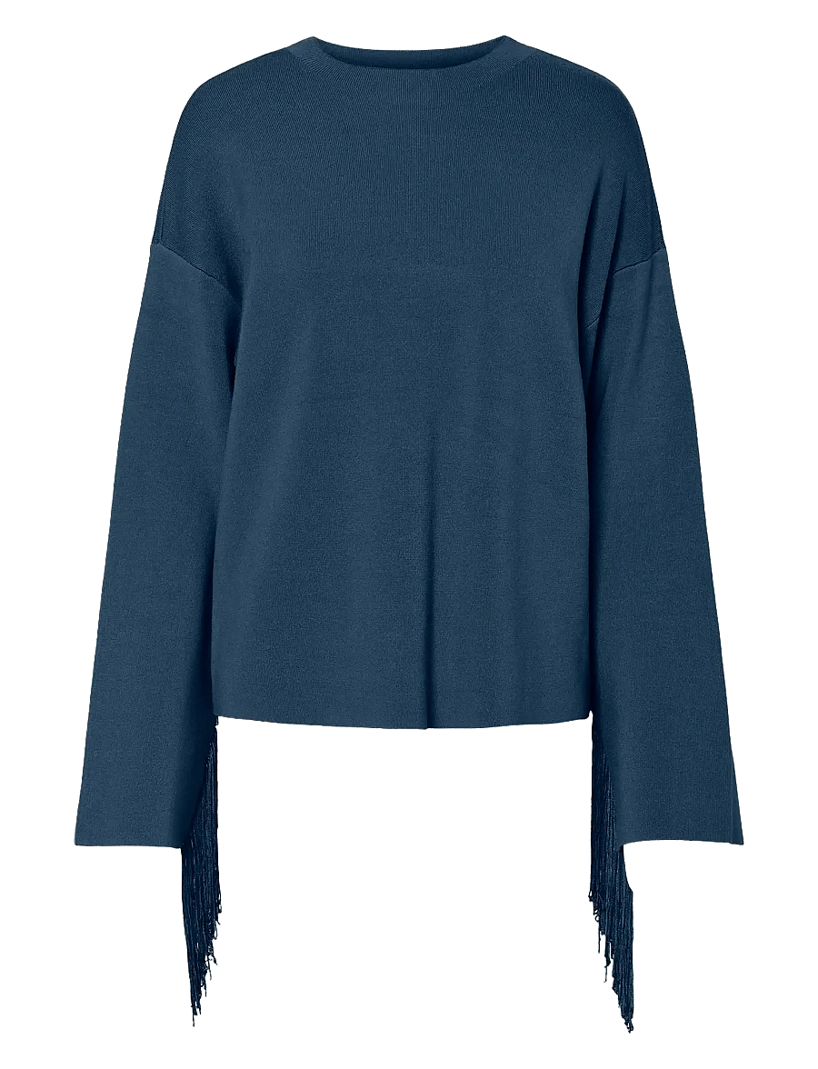 YAS - YASFRINGA LS O-NECK KNIT PULLOVER S. - pullover - sargasso sea - 0