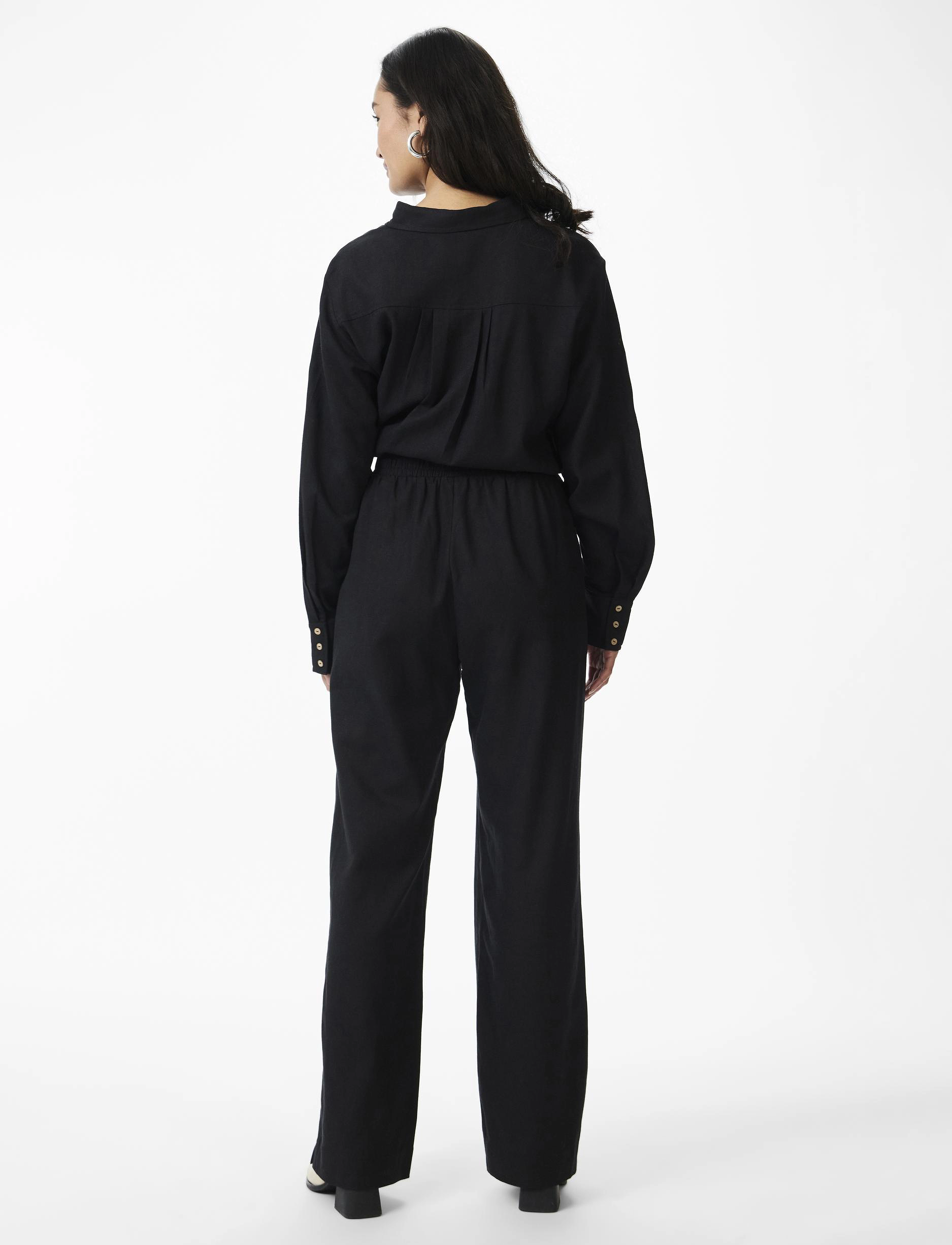 YAS - YASFLAXY HW LINEN PANT NOOS - black - 3