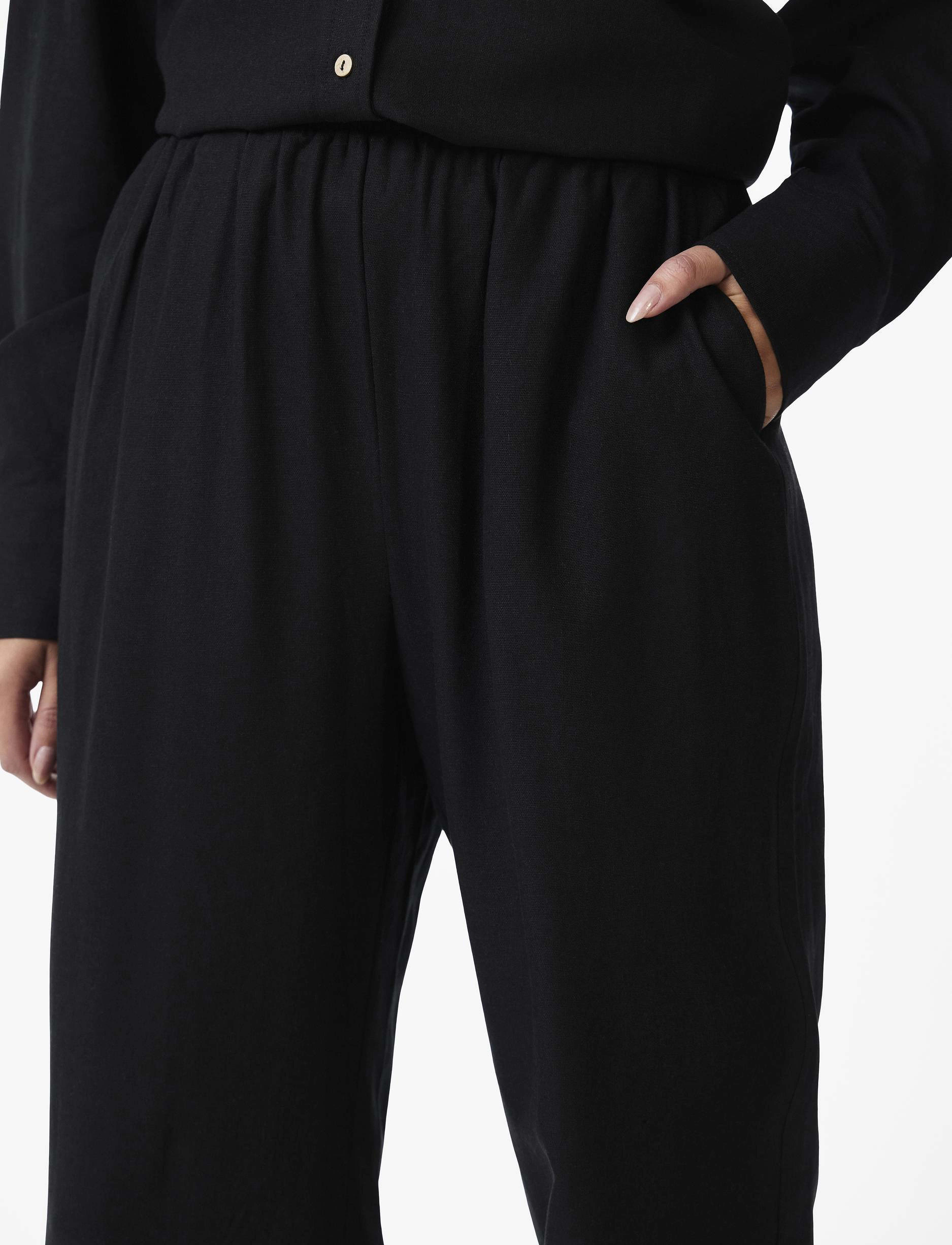 YAS - YASFLAXY HW LINEN PANT NOOS - black - 5