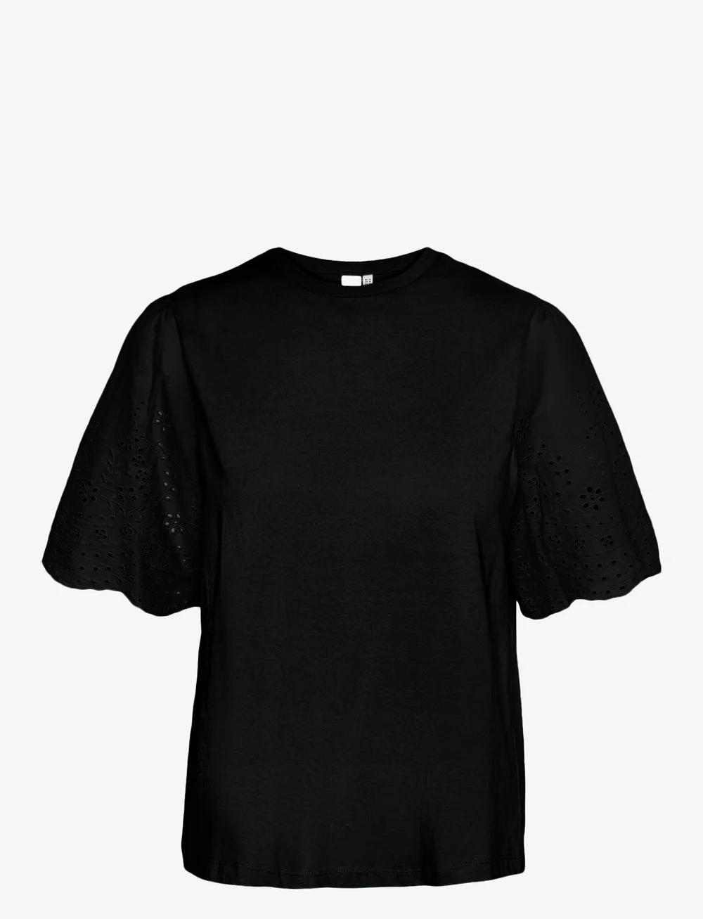 YAS - YASLEX SS TOP W. EMB SLEEVES S. NOOS - kortærmede bluser - black - 1