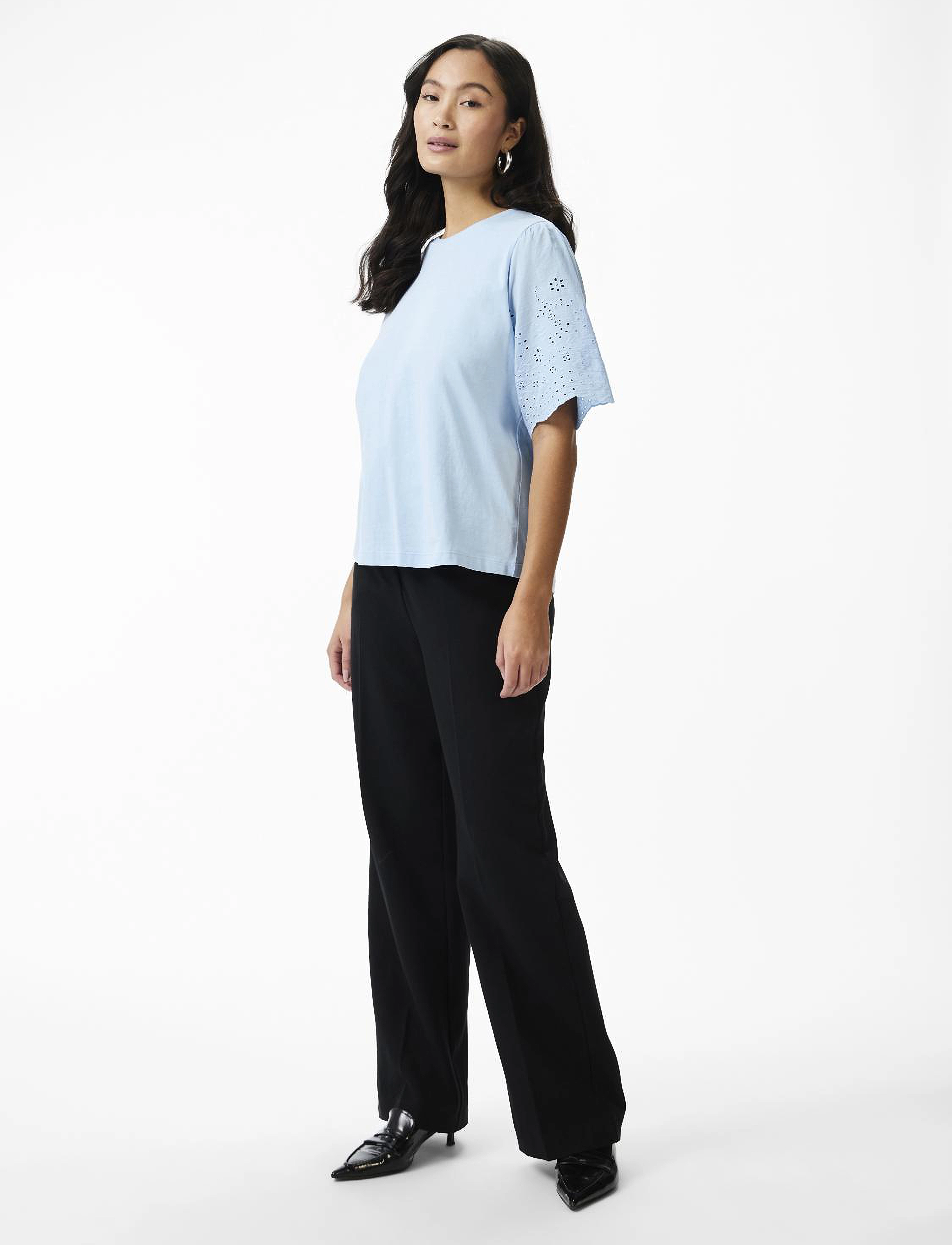 YAS - YASLEX SS TOP W. EMB SLEEVES S. NOOS - clear sky - 5