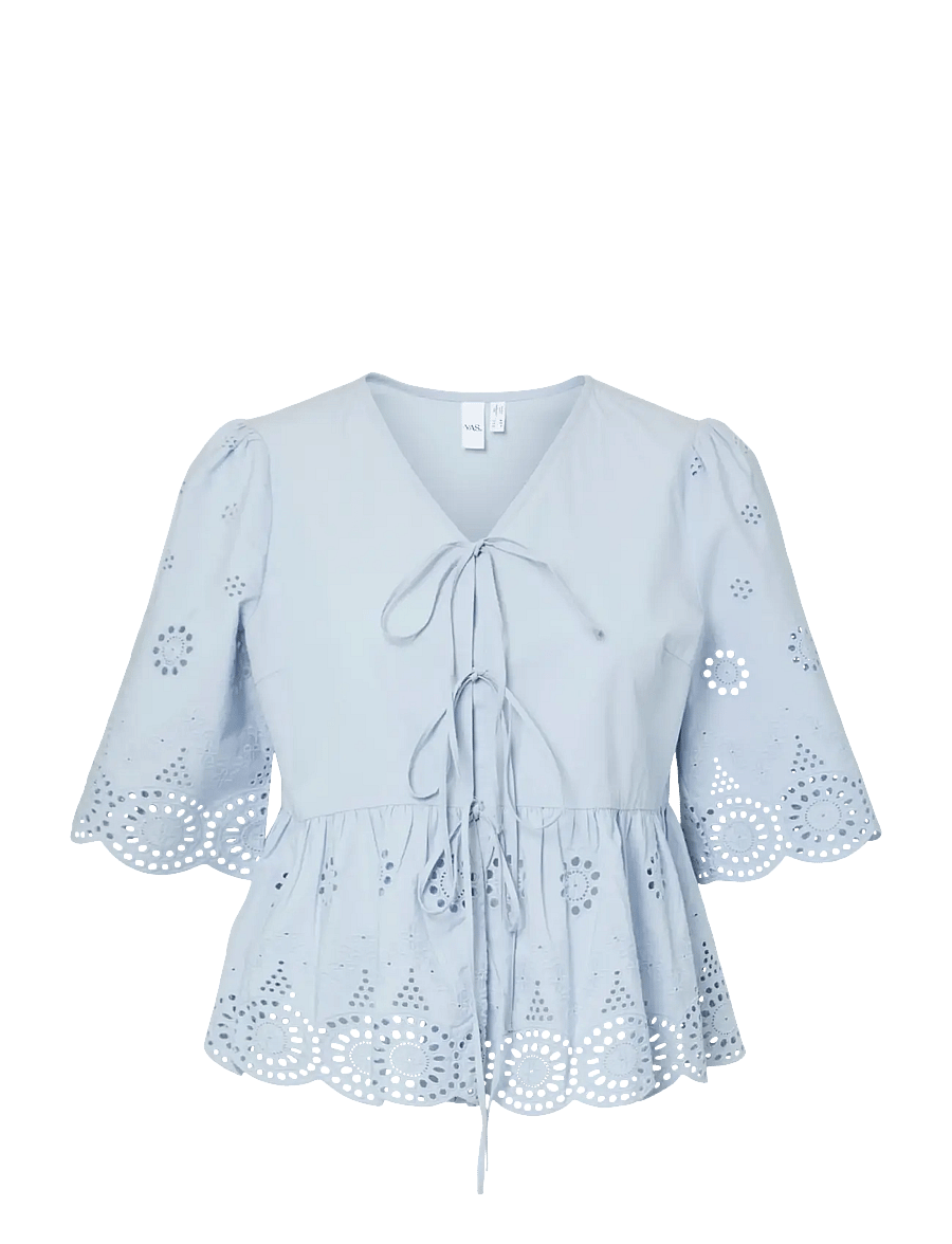 YAS - YASCORNELIA 2/4 TIE TOP S. NOOS - kurzärmlige hemden - skyway - 1