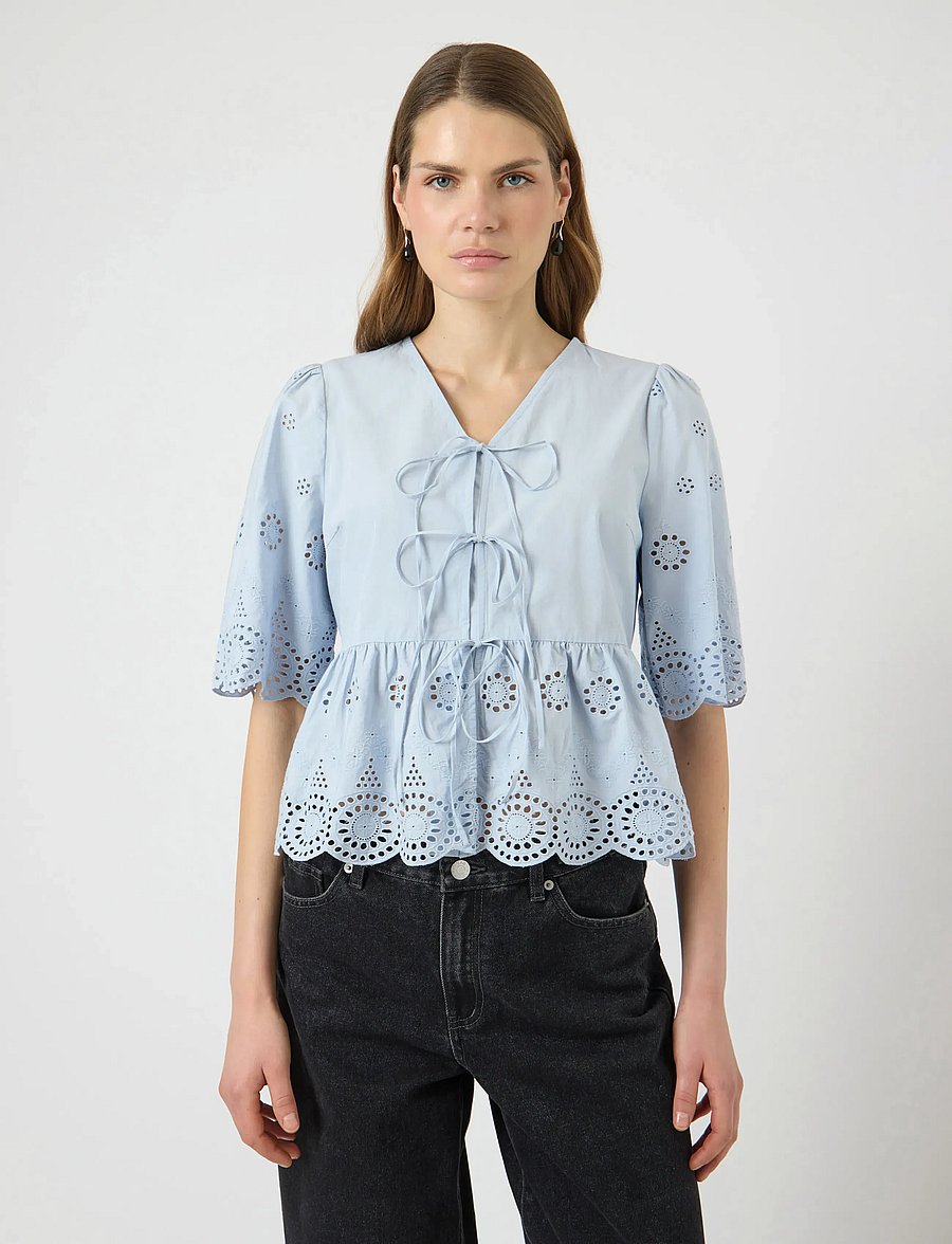 YAS - YASCORNELIA 2/4 TIE TOP S. NOOS - kurzärmlige hemden - skyway - 0