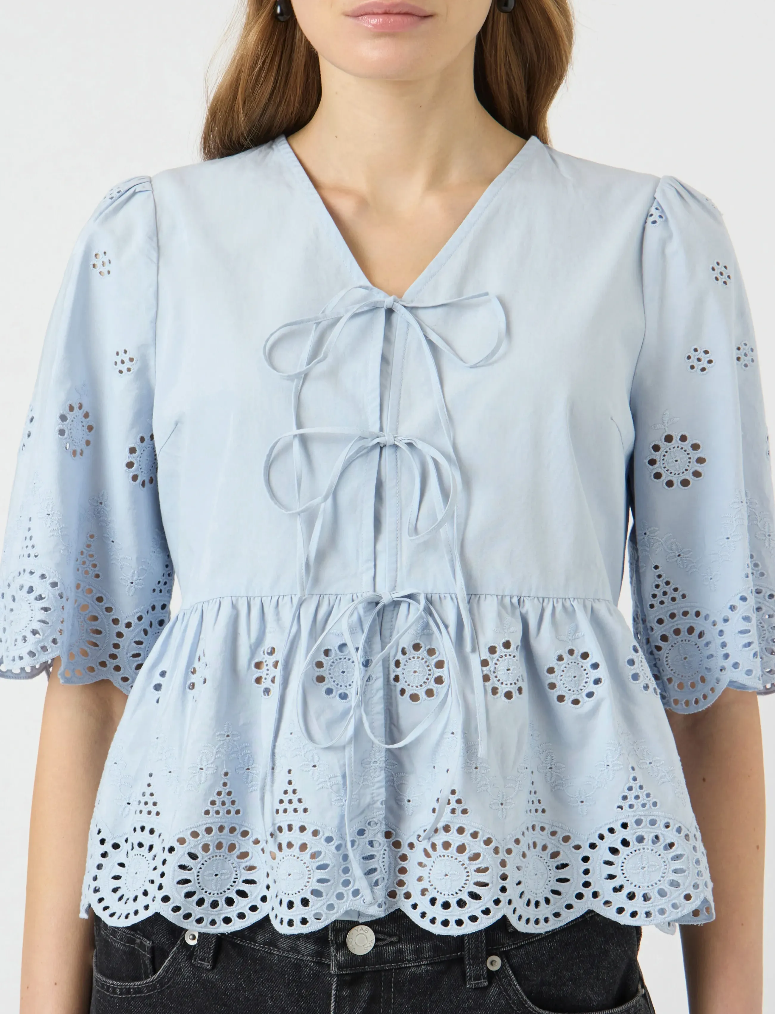 YAS - YASCORNELIA 2/4 TIE TOP S. NOOS - chemises à manches courtes - skyway - 5