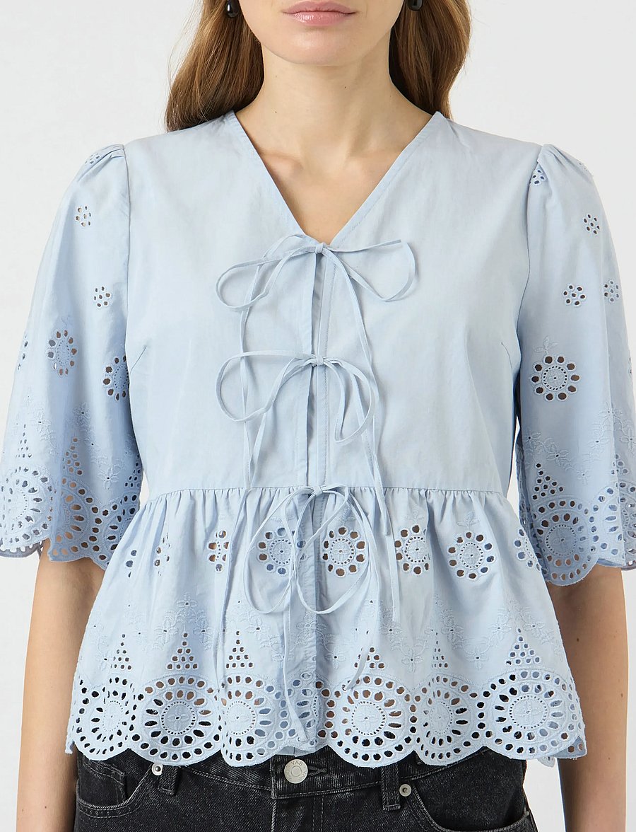 YAS - YASCORNELIA 2/4 TIE TOP S. NOOS - kurzärmlige hemden - skyway - 5