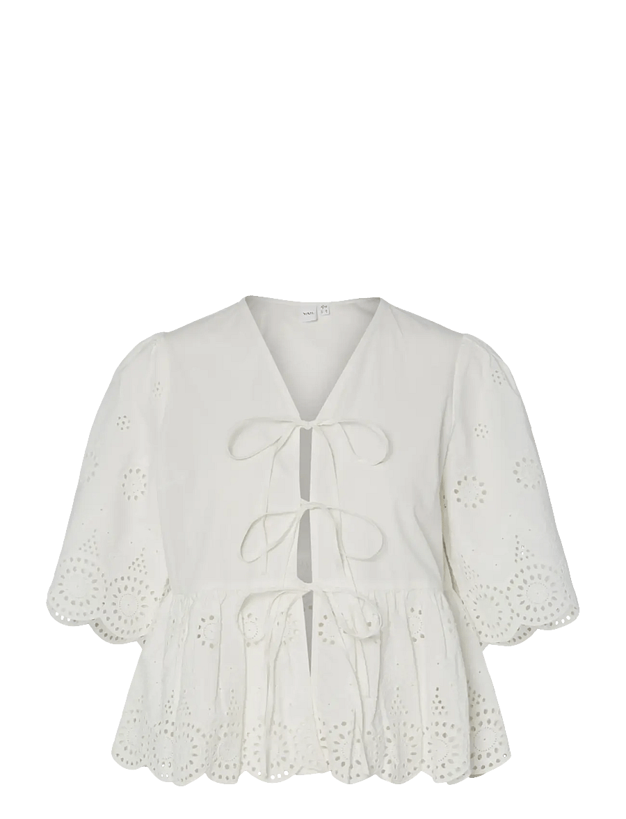 YAS - YASCORNELIA 2/4 TIE TOP S. NOOS - kurzärmlige hemden - star white - 1