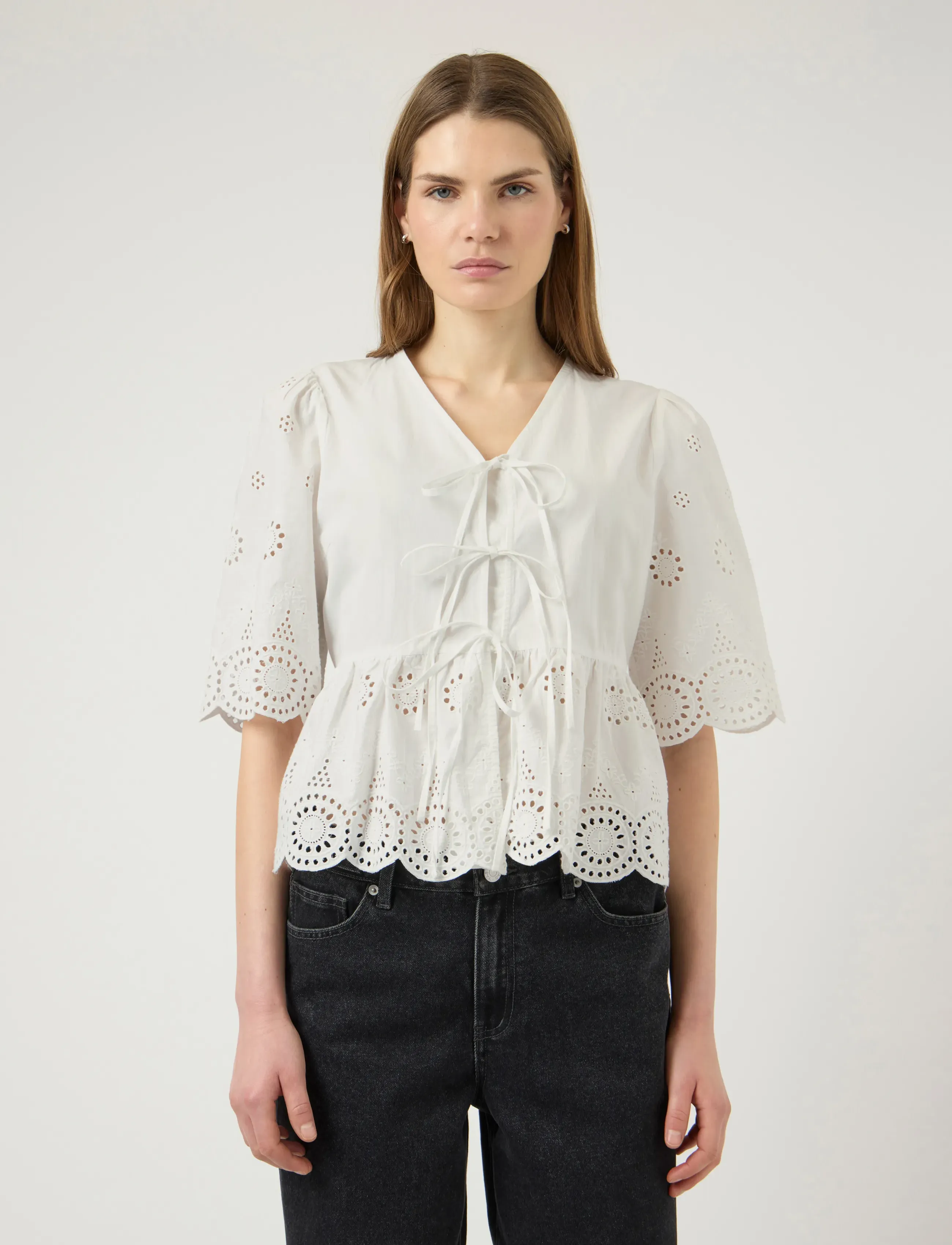 YAS YASCORNELIA 2/4 TIE TOP S. NOOS - Shirts - STAR WHITE / white