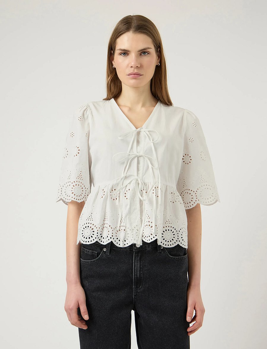 YAS - YASCORNELIA 2/4 TIE TOP S. NOOS - kurzärmlige hemden - star white - 0
