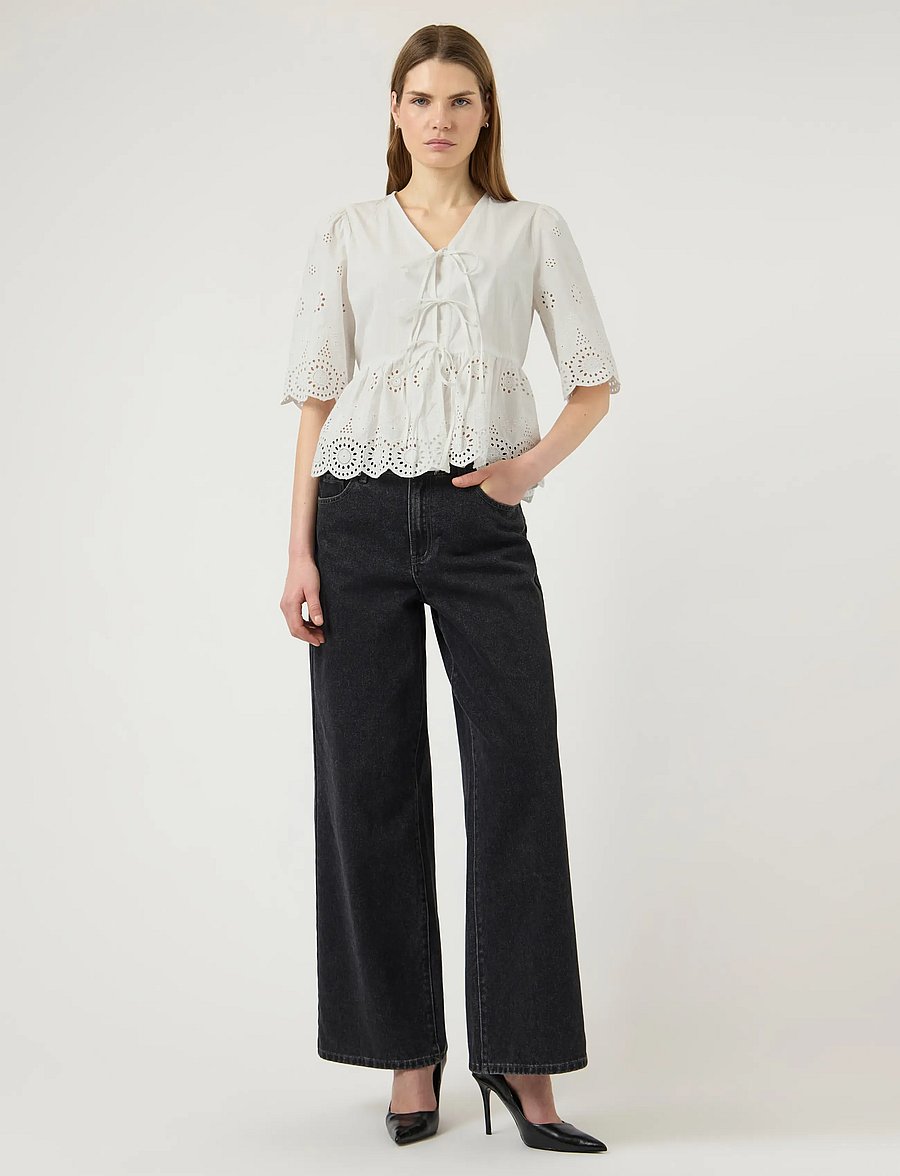 YAS - YASCORNELIA 2/4 TIE TOP S. NOOS - kurzärmlige hemden - star white - 4