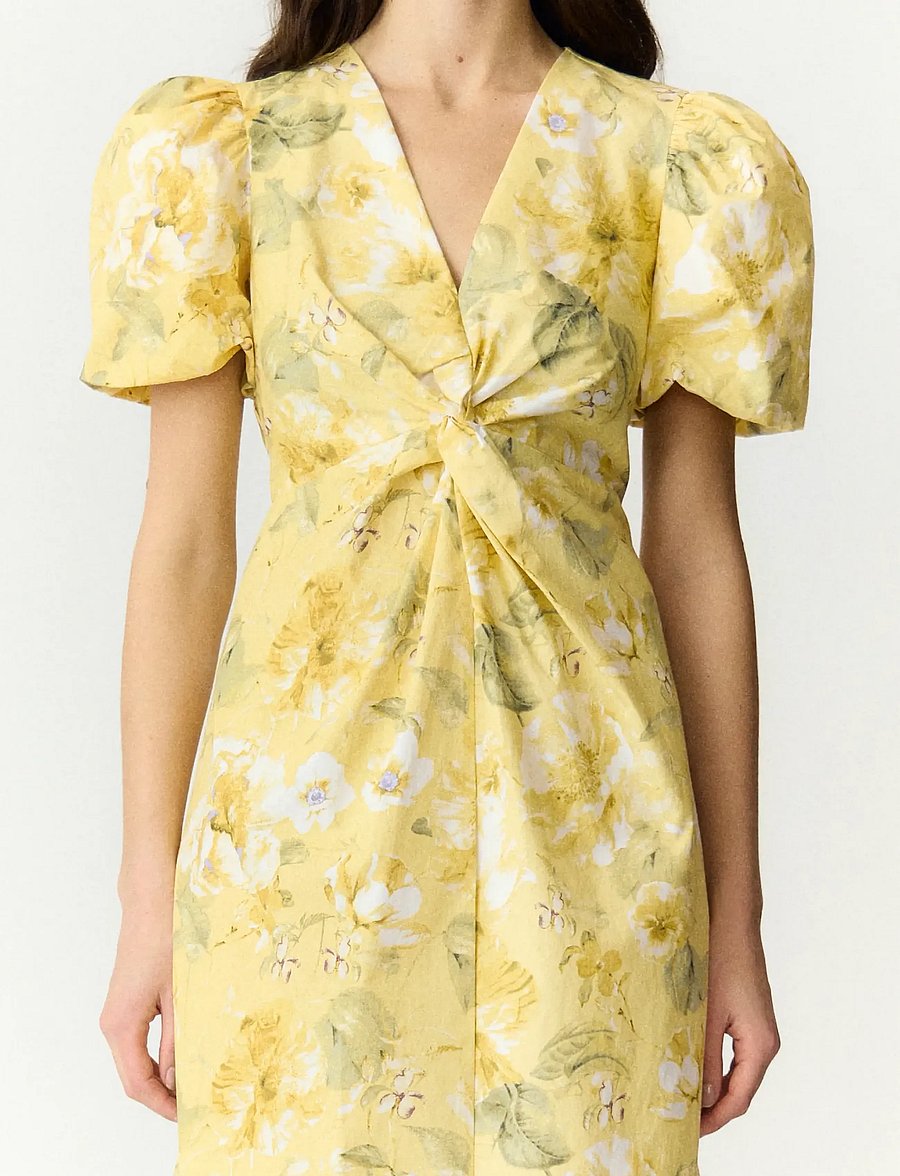 YAS - YASSTRAY SS MIDI DRESS - kokteilikleidid - pale banana - 3