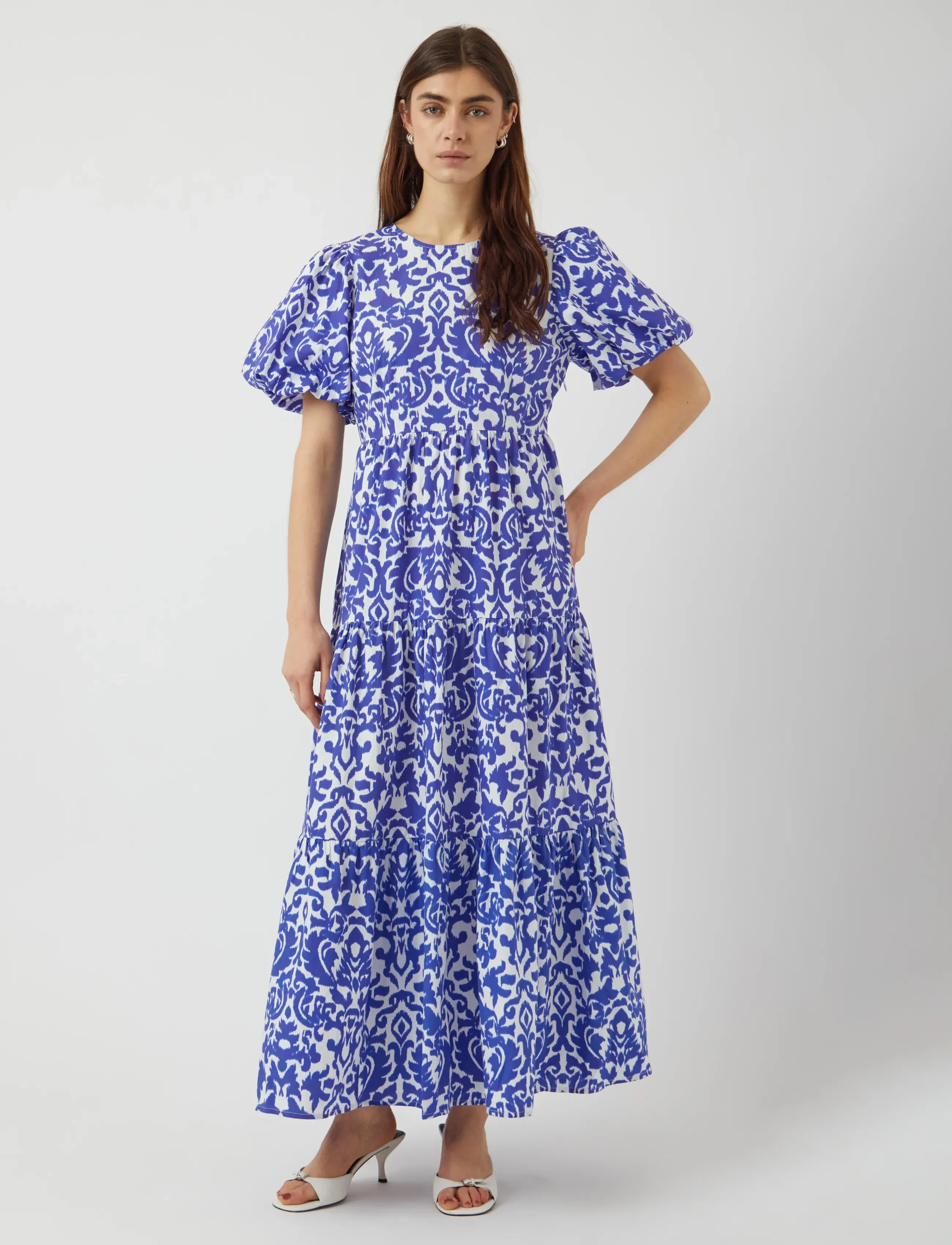 YAS YASGREENA SS ANKLE DRESS S. - Kleidid - STAR WHITE / blue