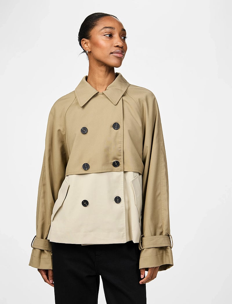 YAS - YASTURBO SHORT TRENCHCOAT - trenchcoats - lead gray - 0