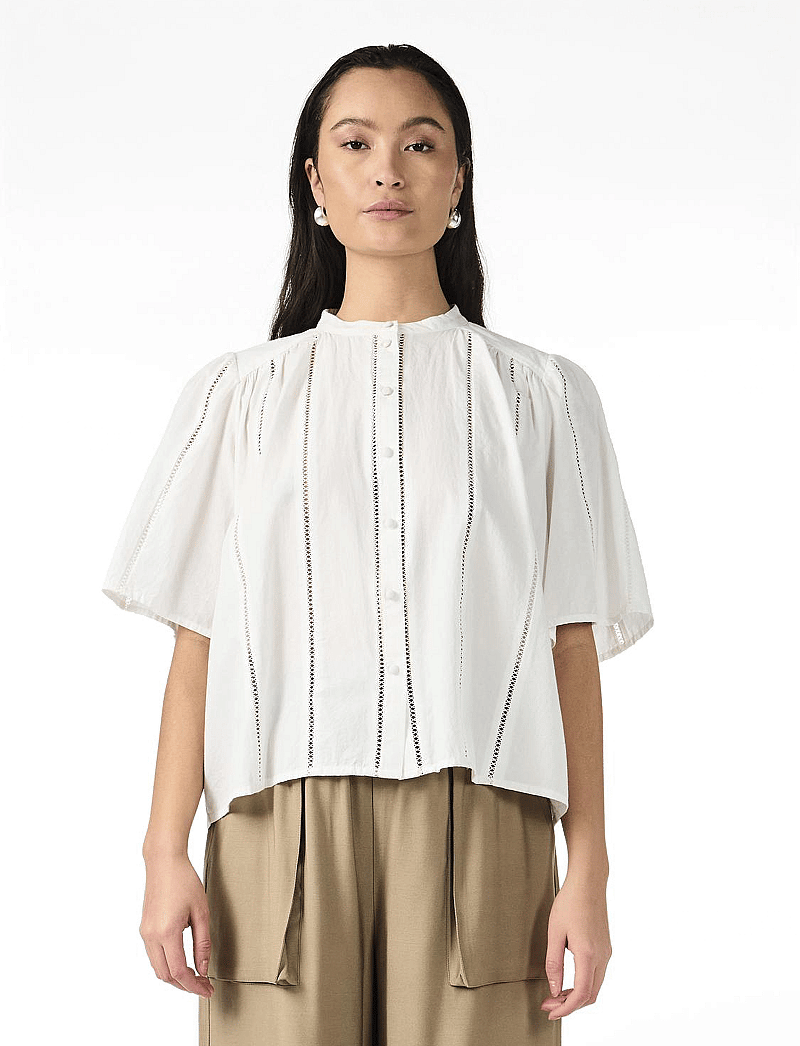 YAS - YASGUNIA 2/4 SHIRT S. - kortärmade blusar - star white - 0