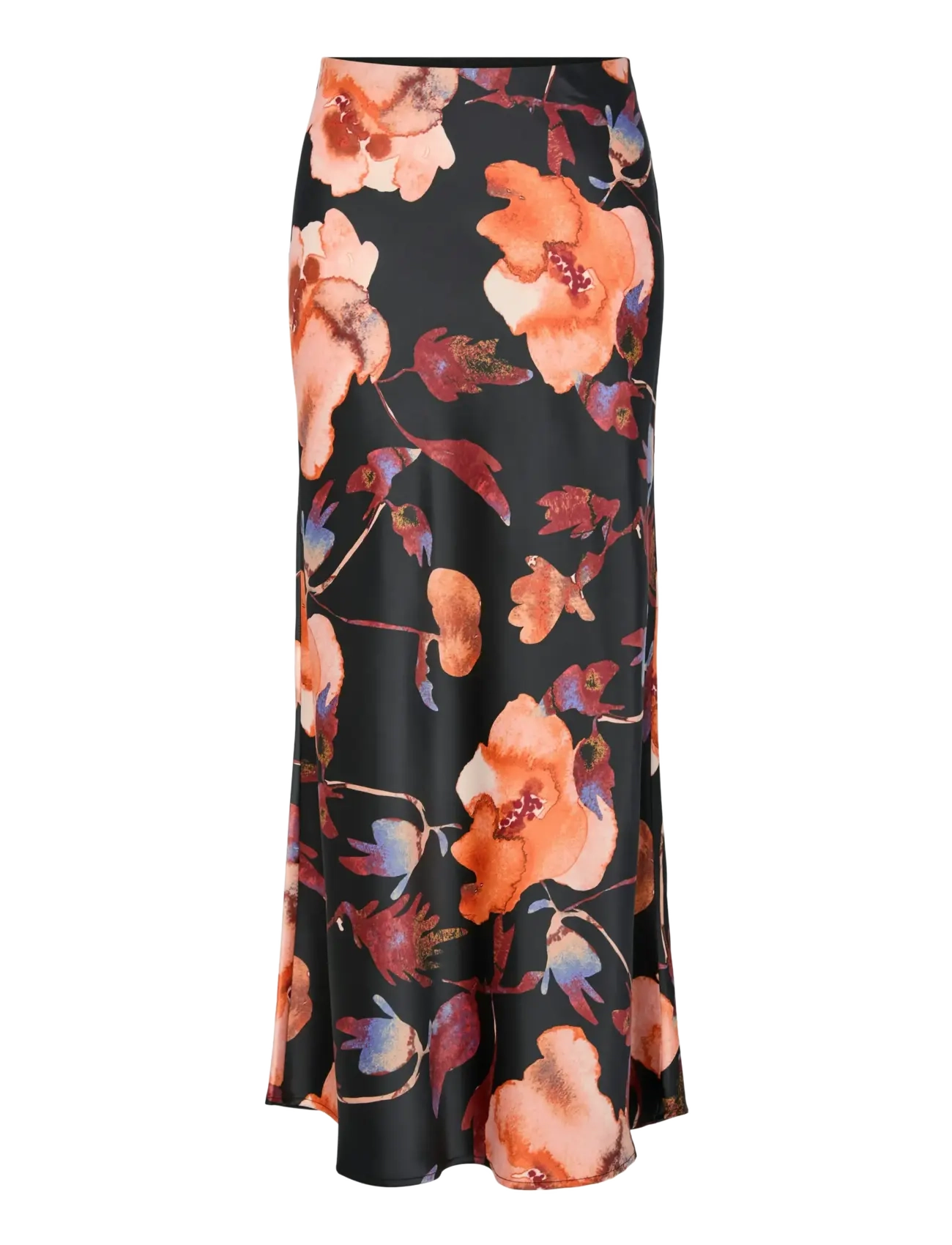 YAS YASPELLA HW MAXI SKIRT S. NOOS - Satinröcke - BLACK / multi