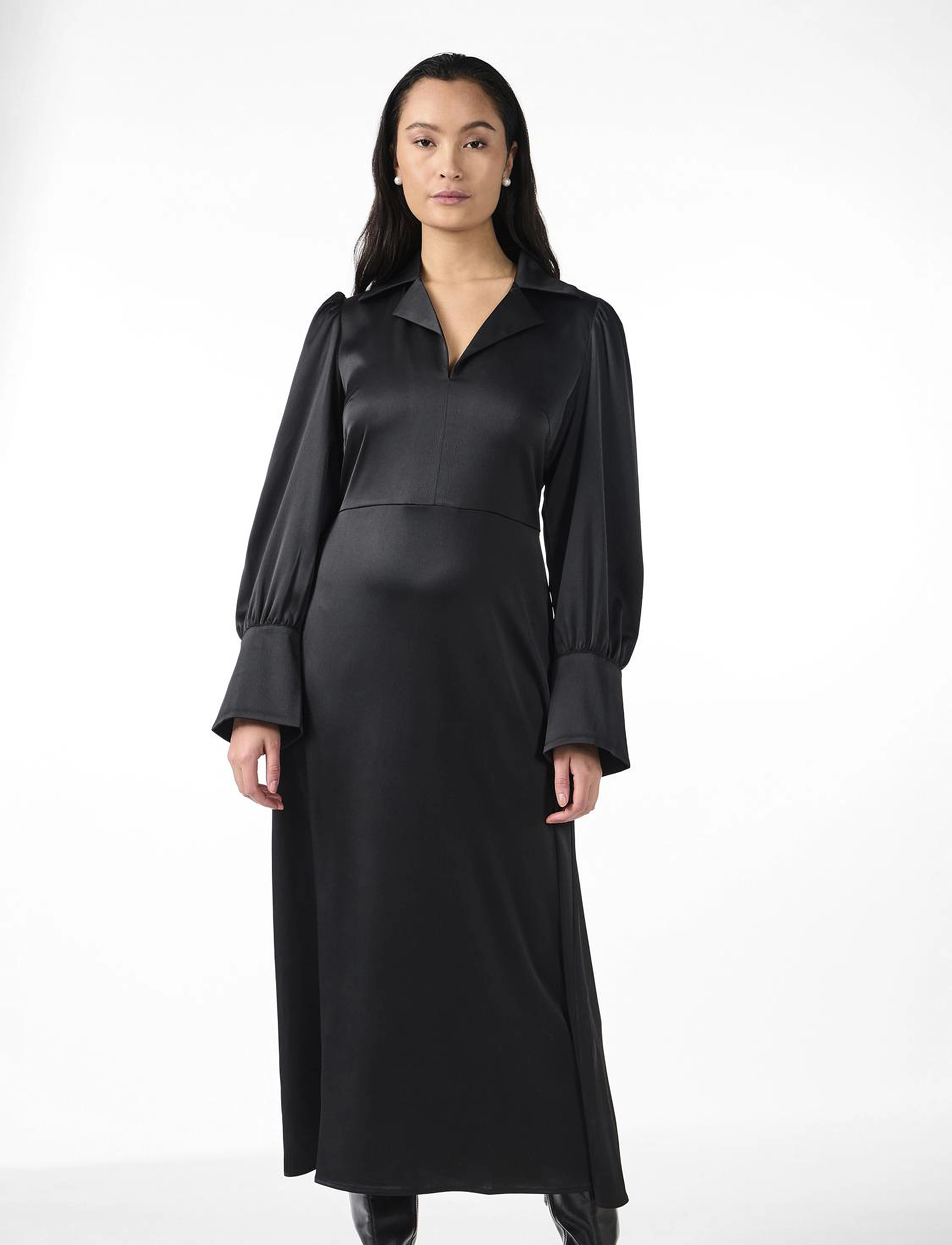 YAS YASPELLA LS LONG DRESS S. NOOS - Skjortklänningar - BLACK / black