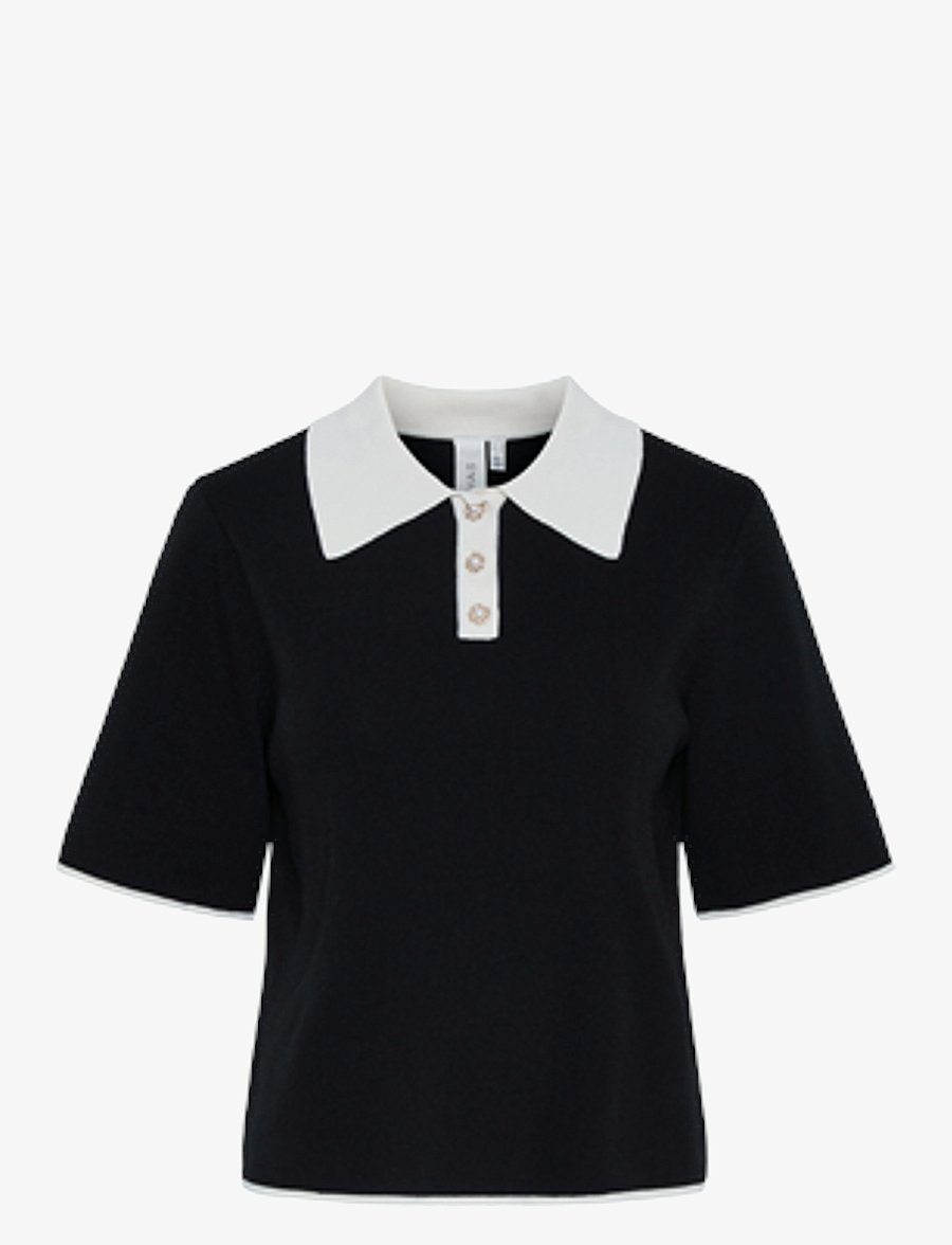 YAS - YASMILLE SS KNIT PULLOVER - stickade tröjor - black - 1