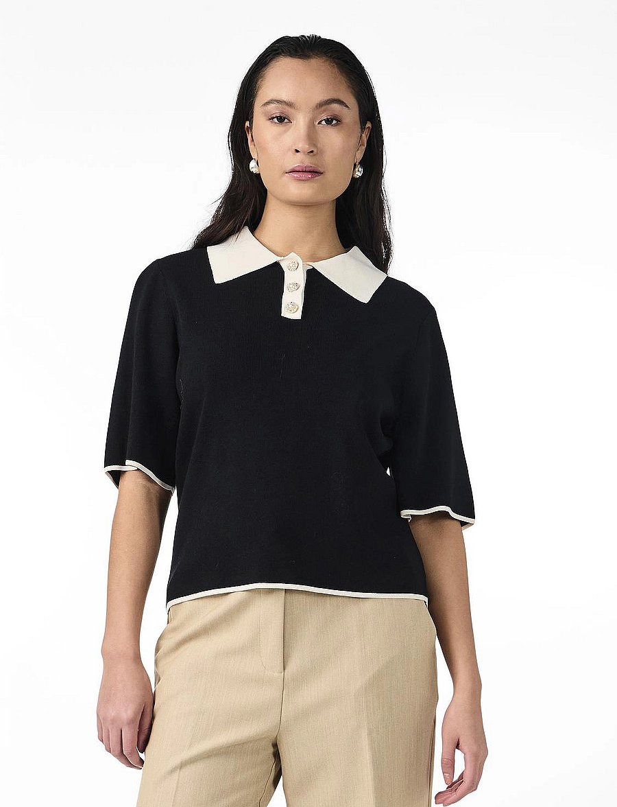 YAS - YASMILLE SS KNIT PULLOVER - stickade tröjor - black - 0