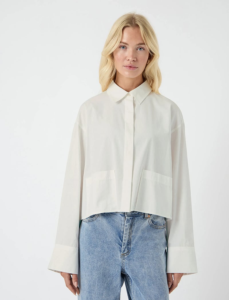YAS - YASLEE LS SHORT SHIRT - EX - langærmede skjorter - star white - 1