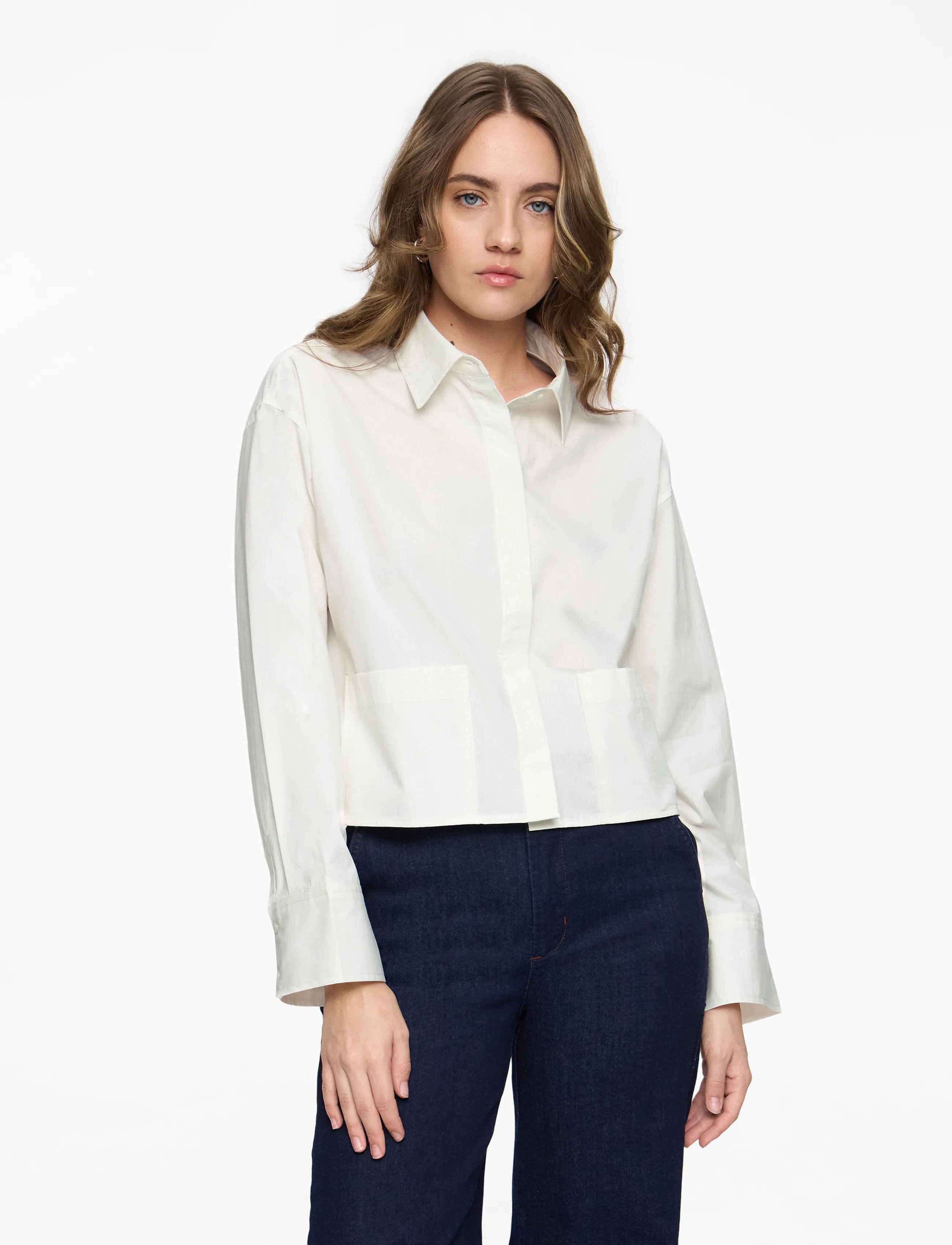 YAS YASLEE LS SHORT SHIRT - EX - Pluusid ja särgid - STAR WHITE / white