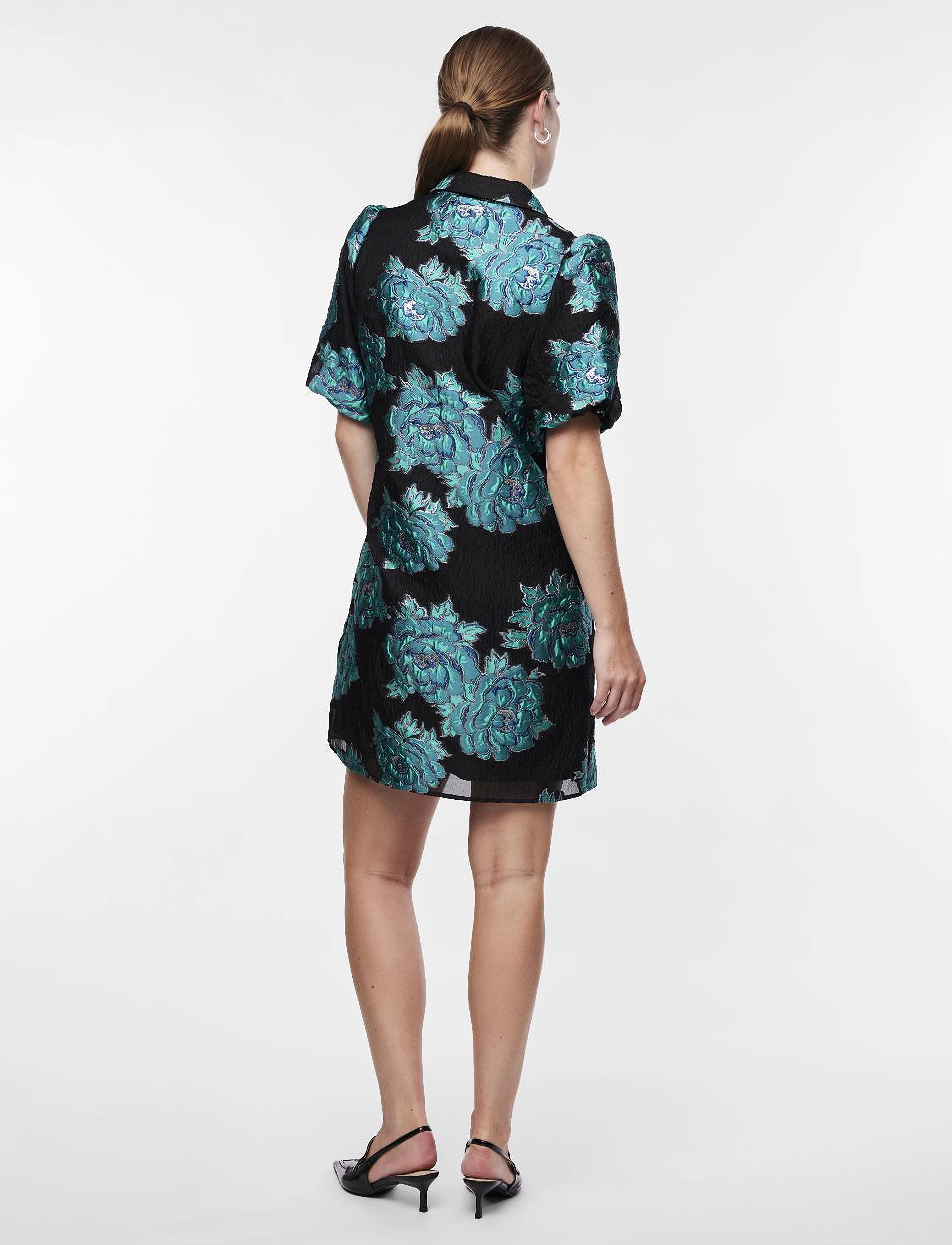 YAS - YASLIZE METALIC JACQUARD 2/4 DRESS - black - 3