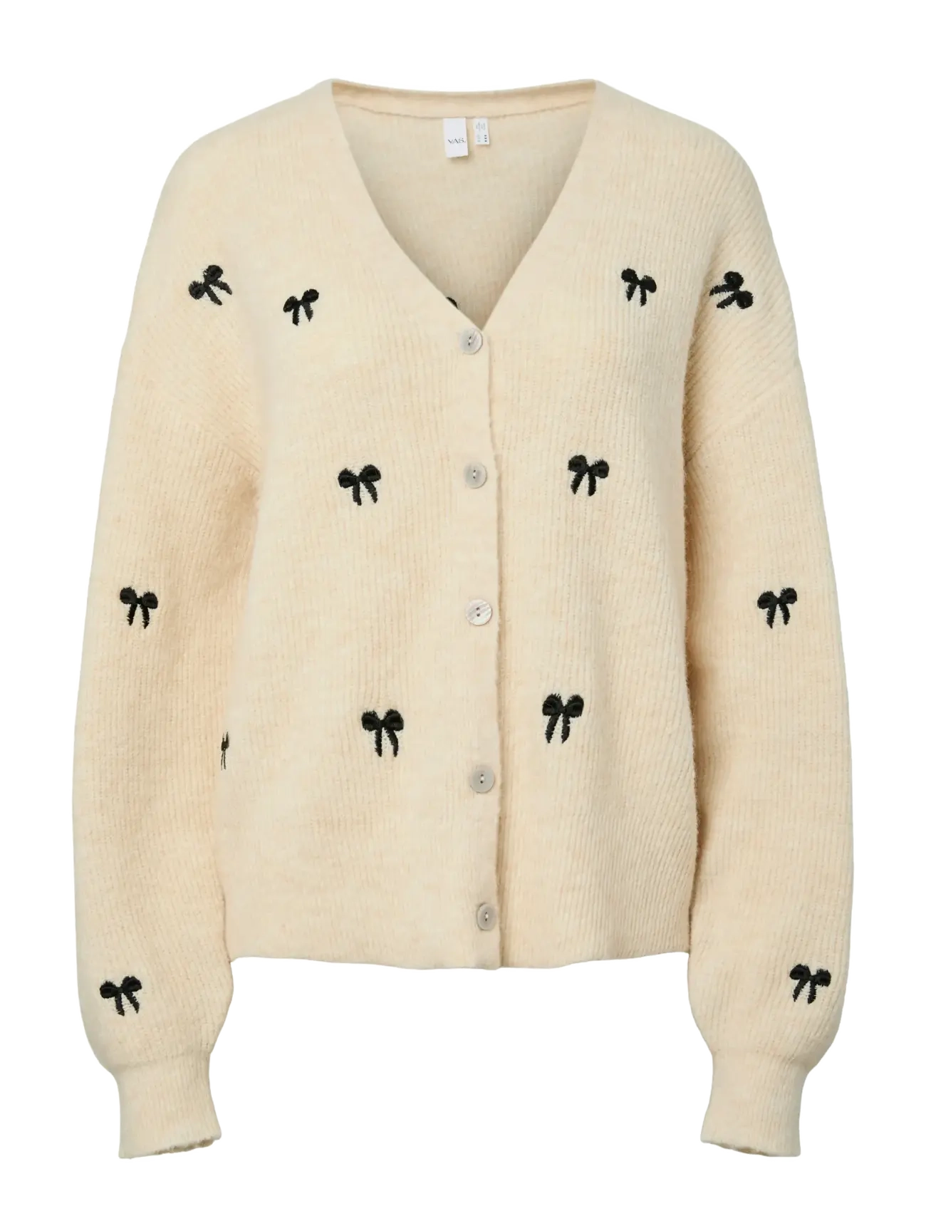 YAS YASBOW LS EMBROIDED KNIT CARDIGAN S. - Tøj - BIRCH / beige