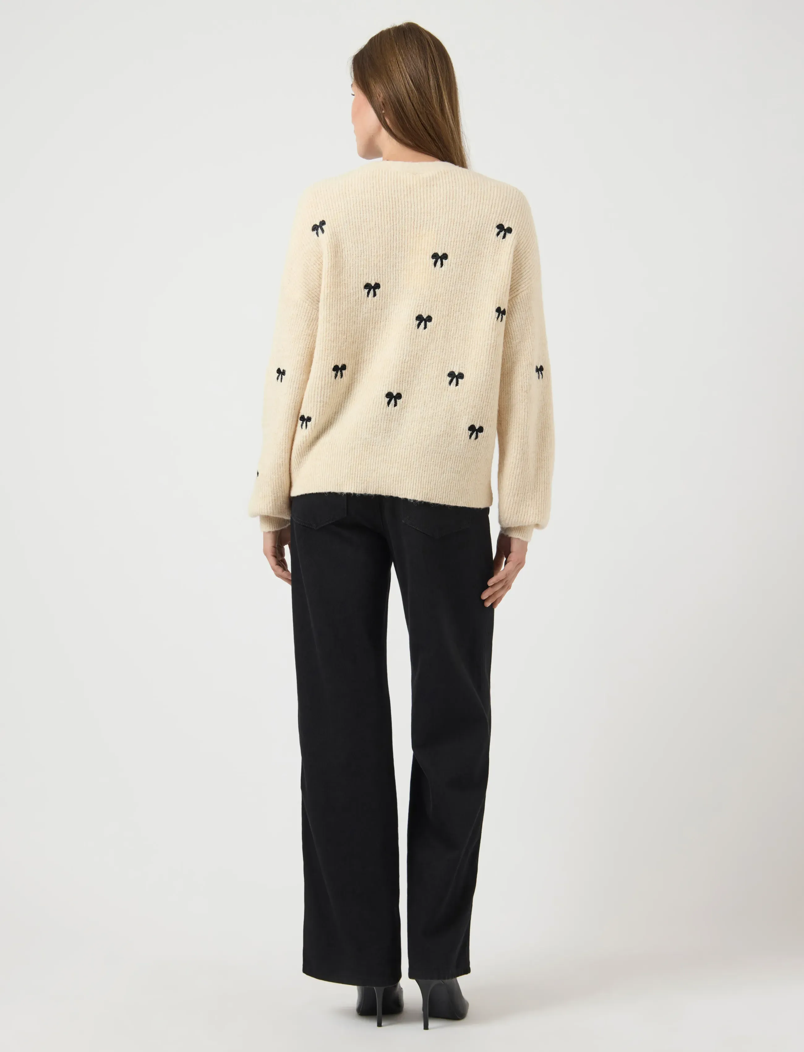 YAS - YASBOW LS EMBROIDED KNIT CARDIGAN S. - kardiganid - birch - 3