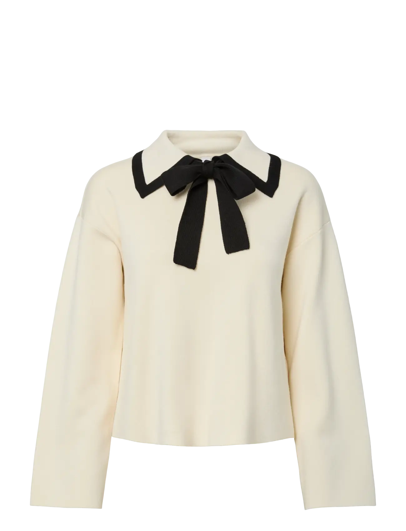 YAS YASJOSIE LS BOW KNIT TOP - Kudumid - BIRCH / cream
