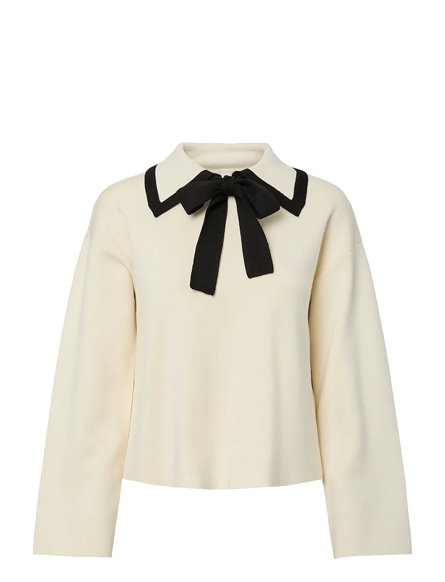 YAS - YASJOSIE LS BOW KNIT TOP S. NOOS - pullover - birch - 1