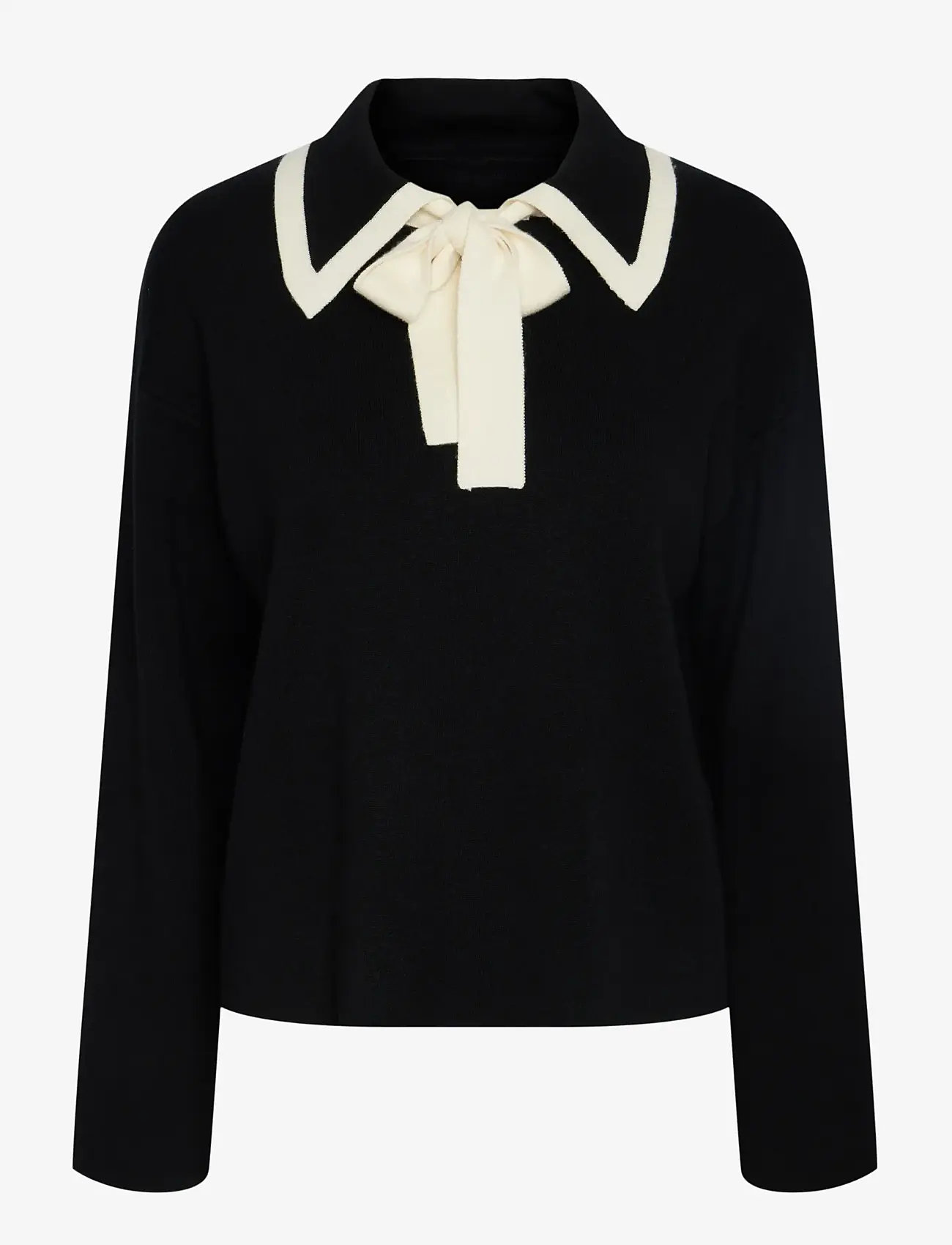 YAS - YASJOSIE LS BOW KNIT TOP - striktrøjer - black - 1